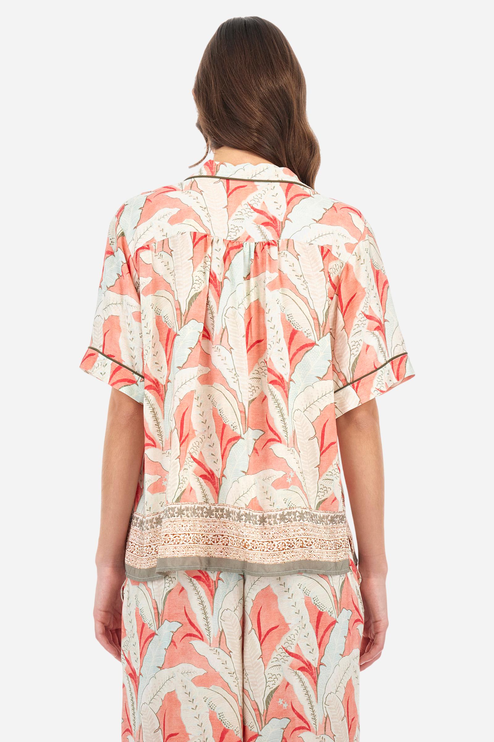 Regular fit viscose twill short-sleeve shirt - Adelle