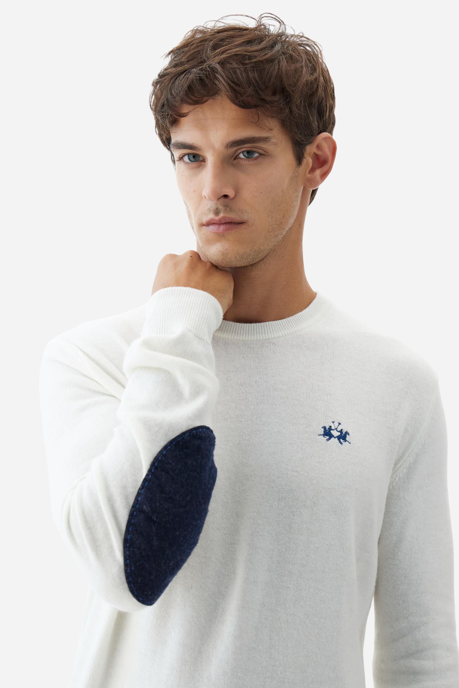 Men’s crew neck sweater with elbow patches - Bobbiejo
