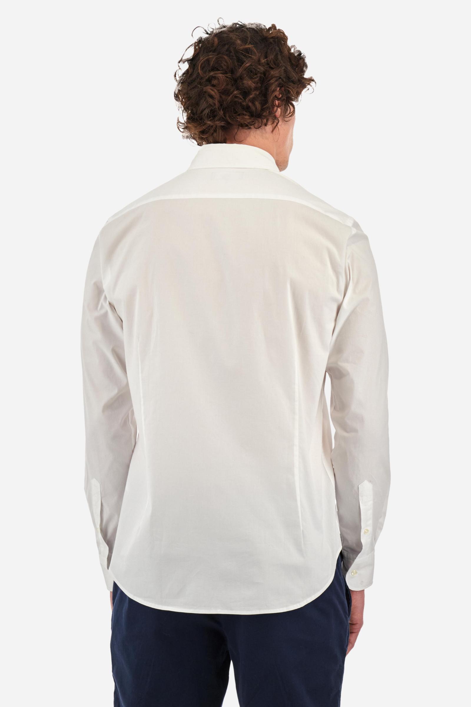 Men's long-sleeved shirt in cotton poplin with a regular-fit and button-down collar - Optic White