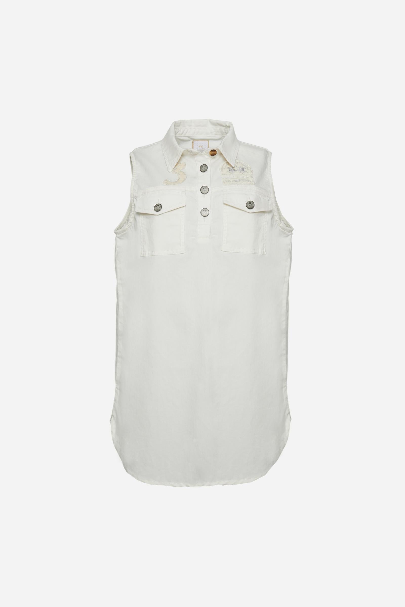 Robe femme sans manches en denim coton lin – Caroline