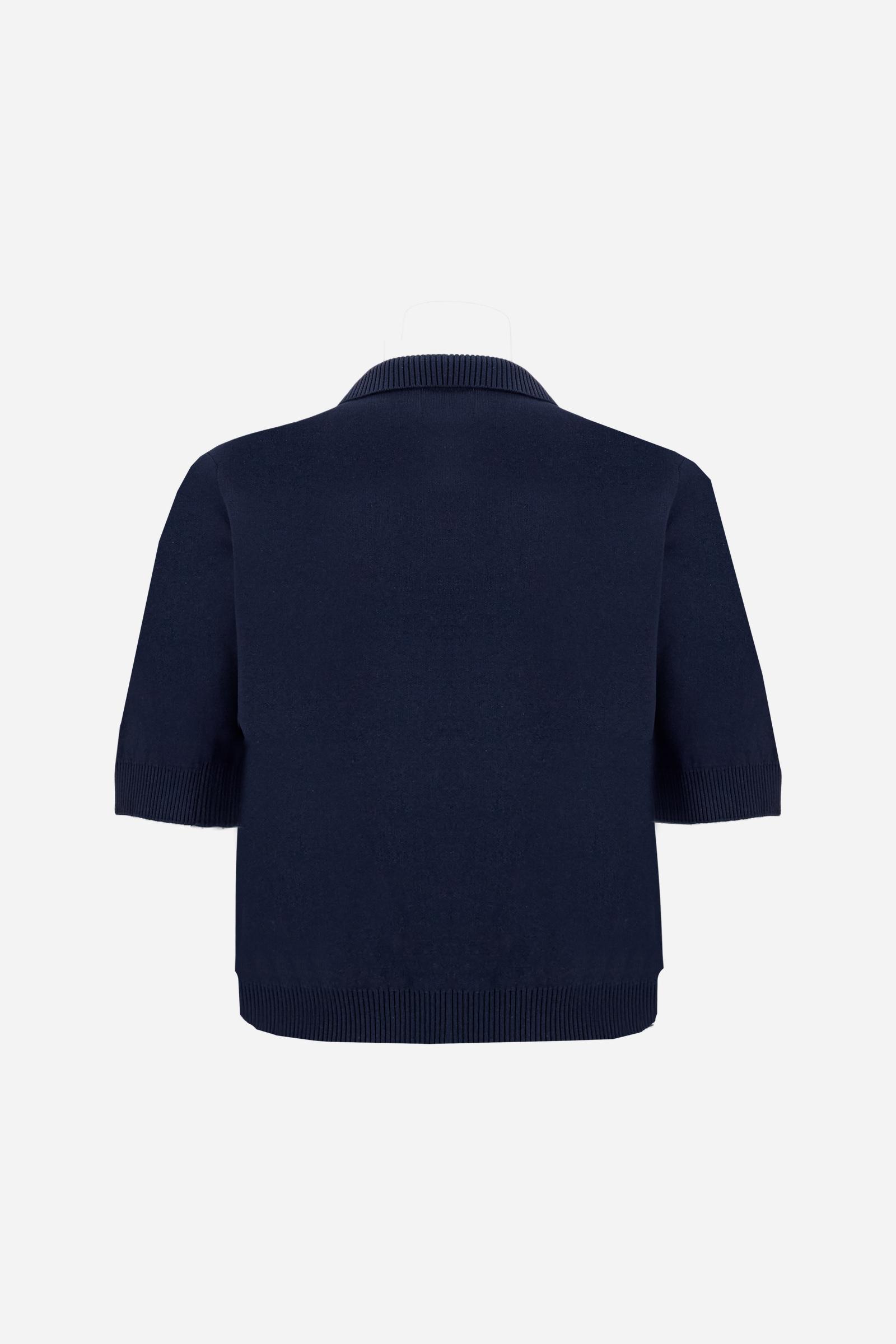 Women’s compact knit polo with maxi intarsia - Candela