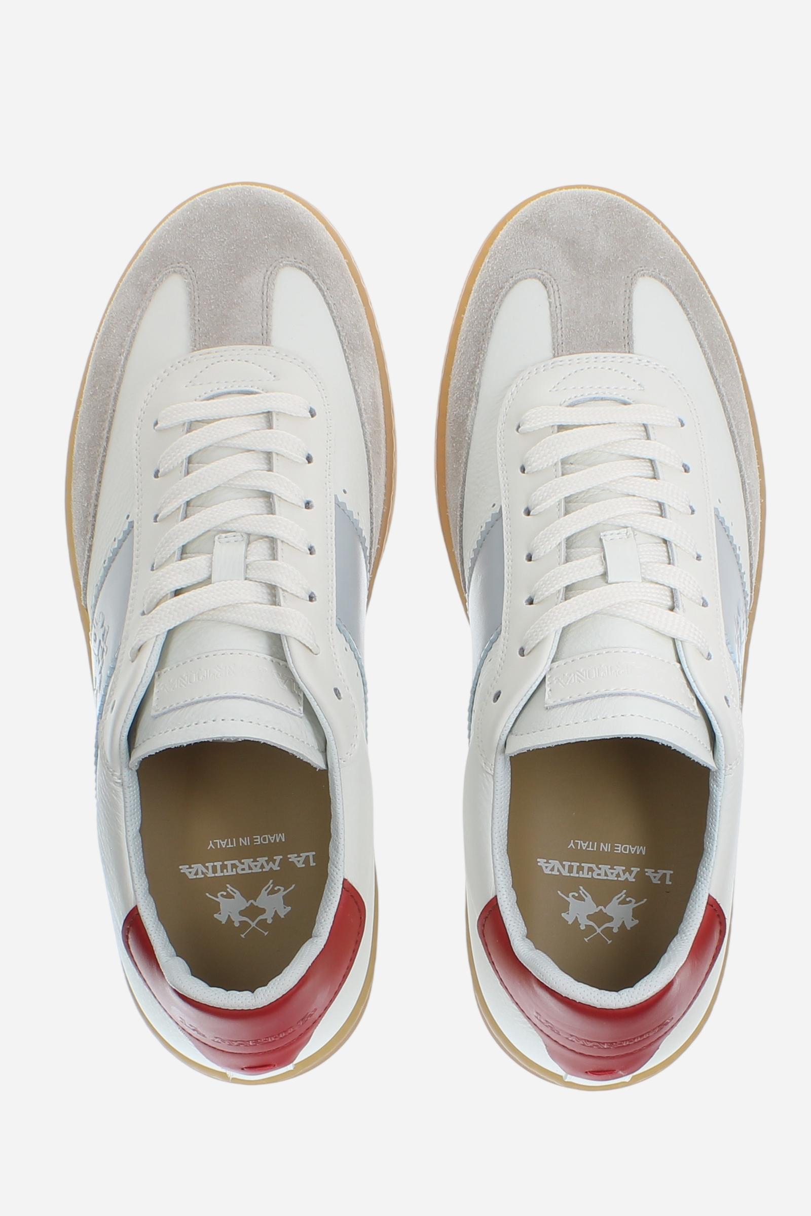 Men’s Retro Court Sneakers in Leather and Suede Split – Sage