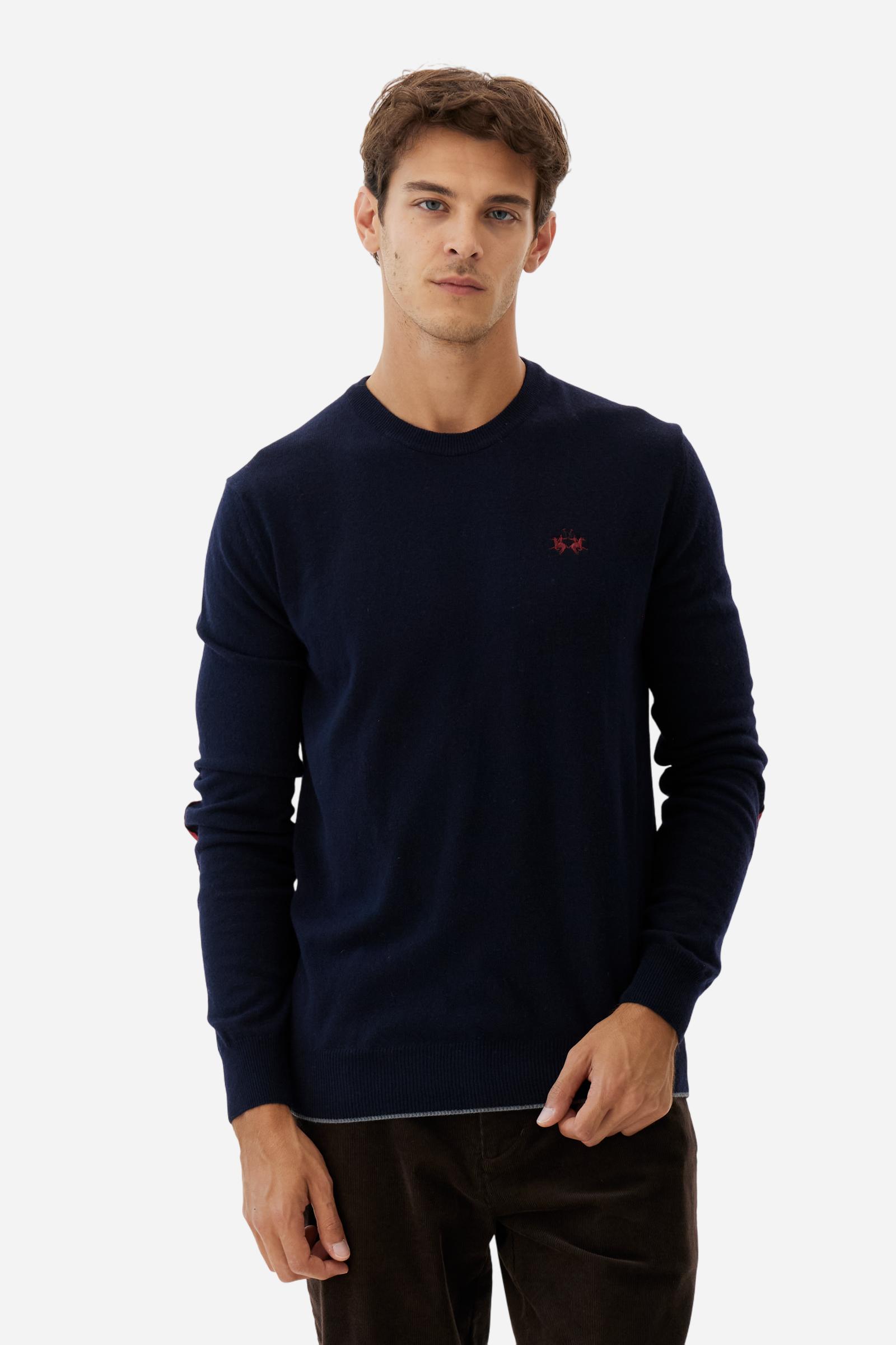 Men’s crew neck sweater with elbow patches - Bobbiejo