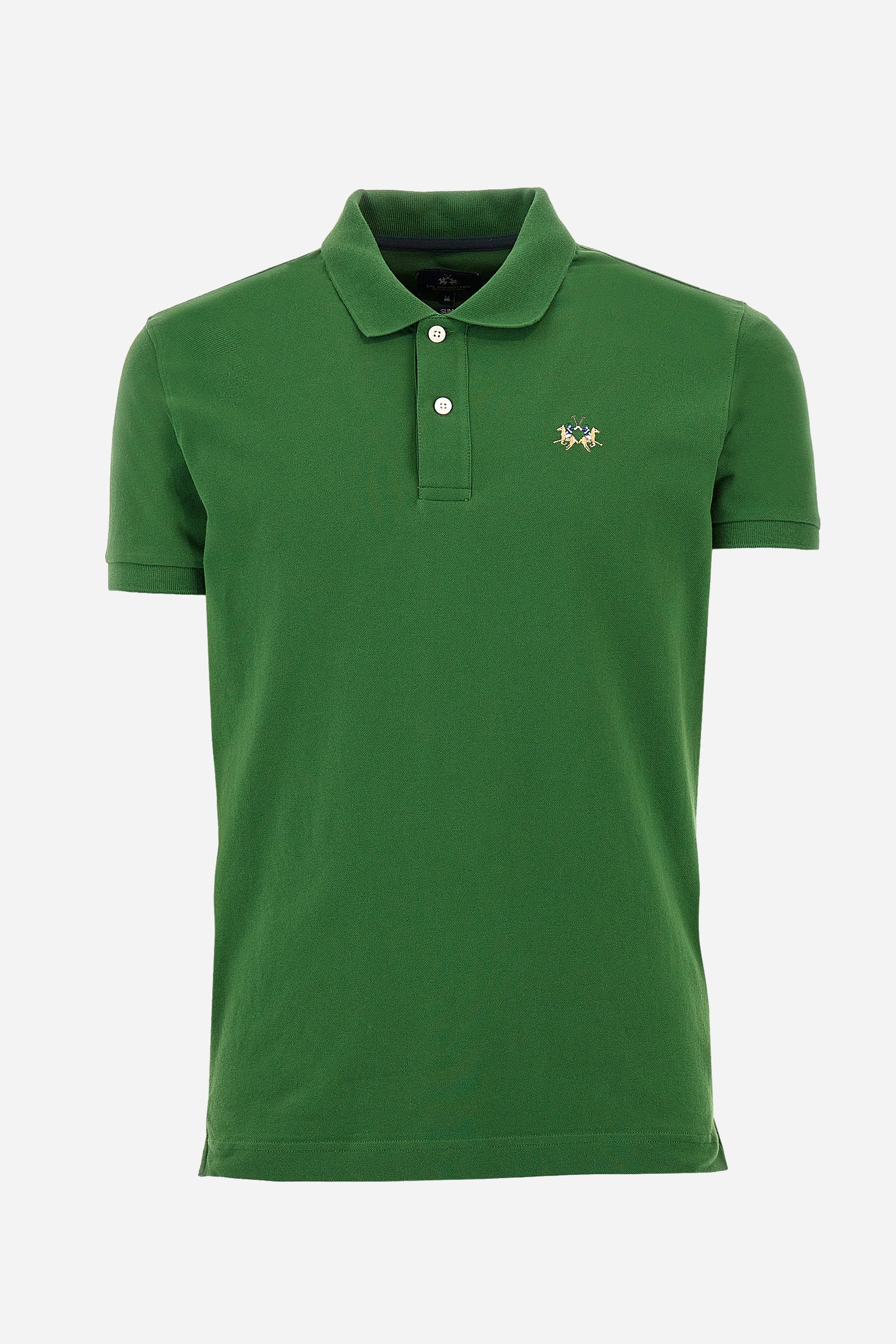 Men's short-sleeved, slim-fit polo shirt. A classic model with a contrasting embroidered La Martina logo-embellished chest. Perfect when worn with a pair of jeans from the collection. - Junipet