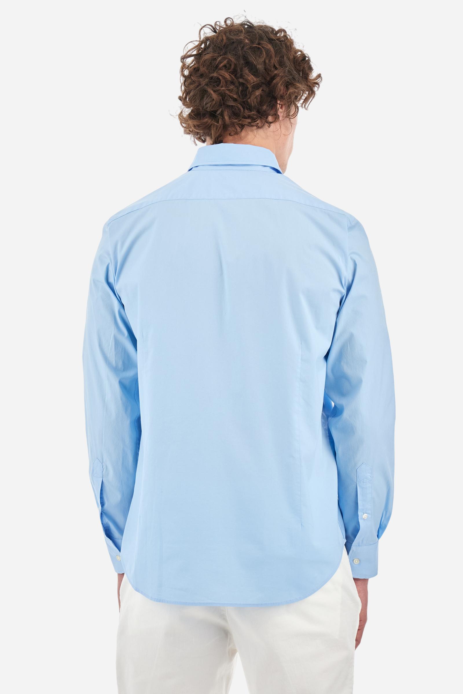 Men's long-sleeved shirt in cotton poplin with a regular-fit and button-down collar - Blue Bell