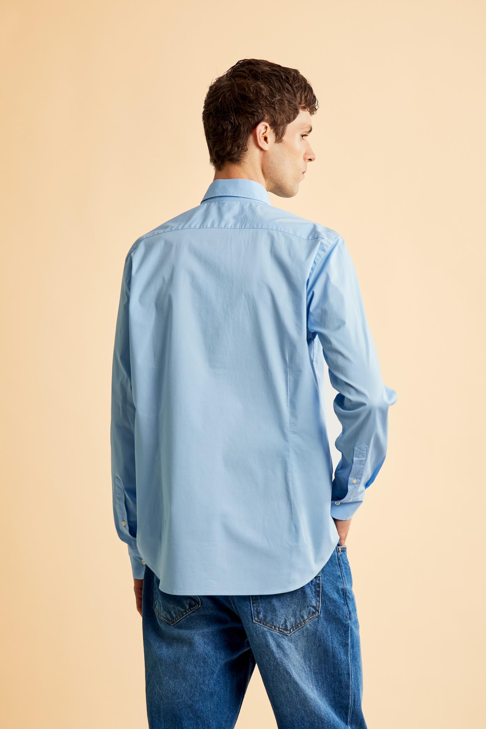 Men's long-sleeved shirt in cotton poplin with a regular-fit and button-down collar - Blue Bell