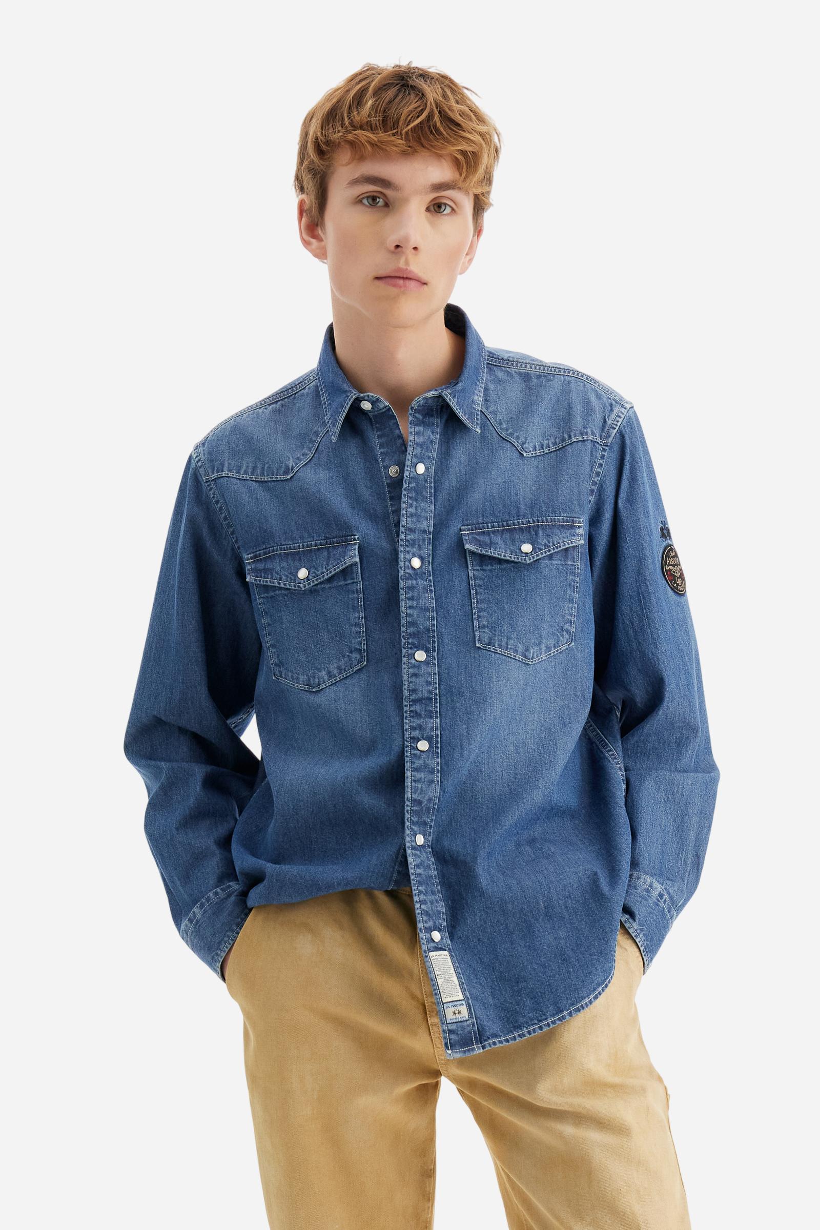 Camisa hombre denim - Berry