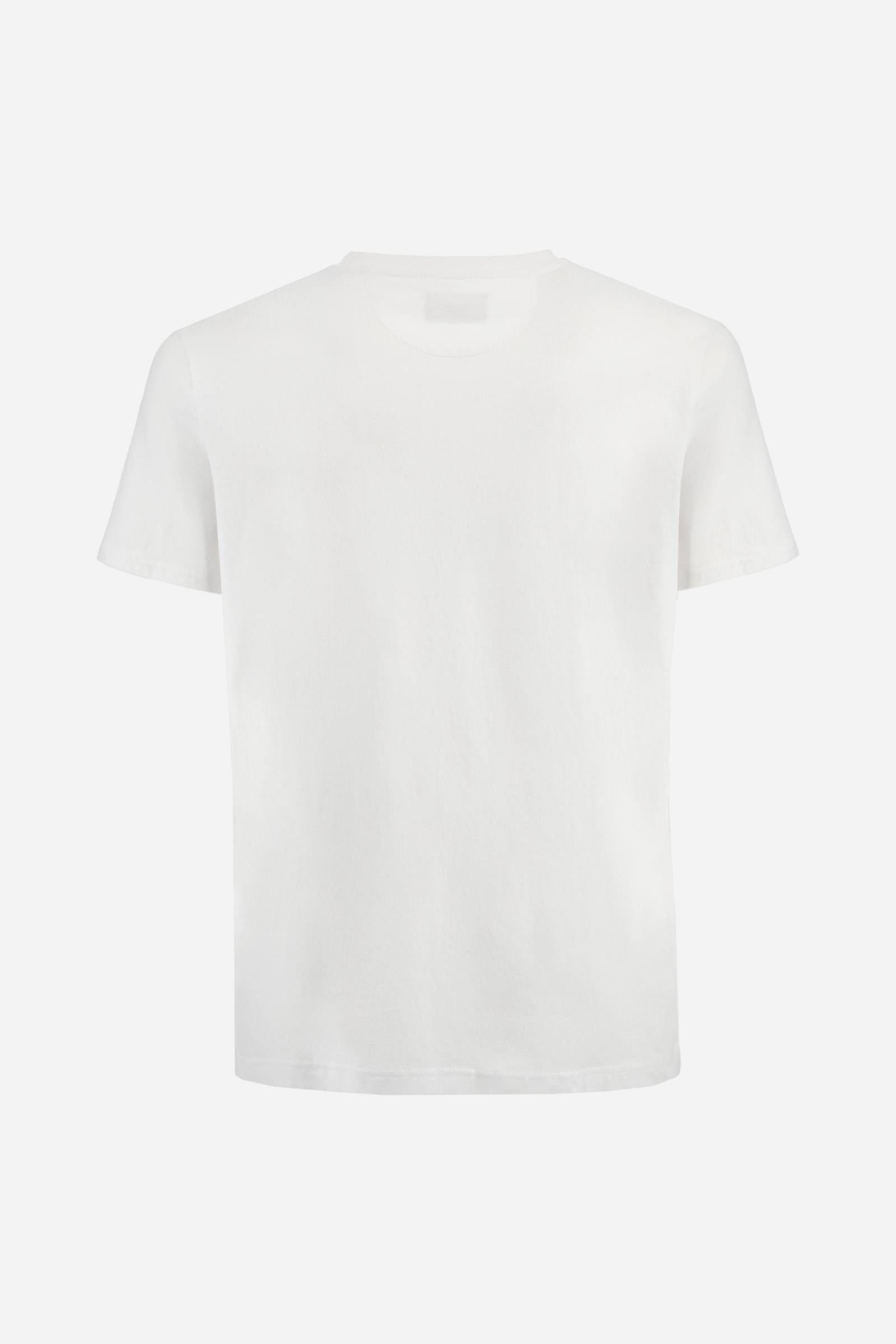 Men's single-colour crew-neck T-shirt with short sleeves, made of 100% cotton. The front features a printed logo and the lettering La Martina Polo. The number 3 is printed on one of the sleeves. Regular fit. The model is wearing a size L. - Opt.White/Honeysuckl