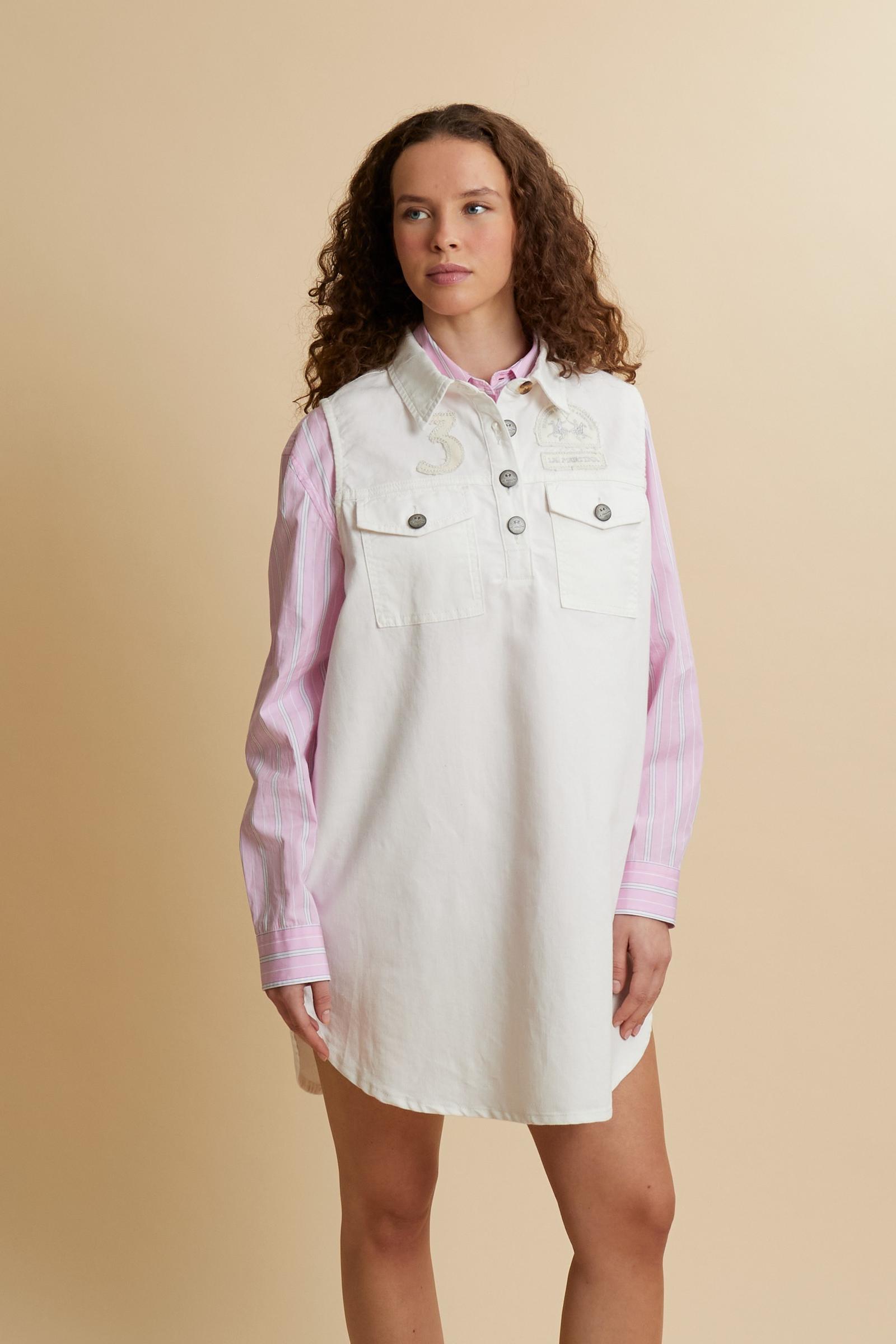 Women's sleeveless cotton-linen denim dress Caroline La Martina Women's sleeveless cotton-linen denim dress Caroline La Martina