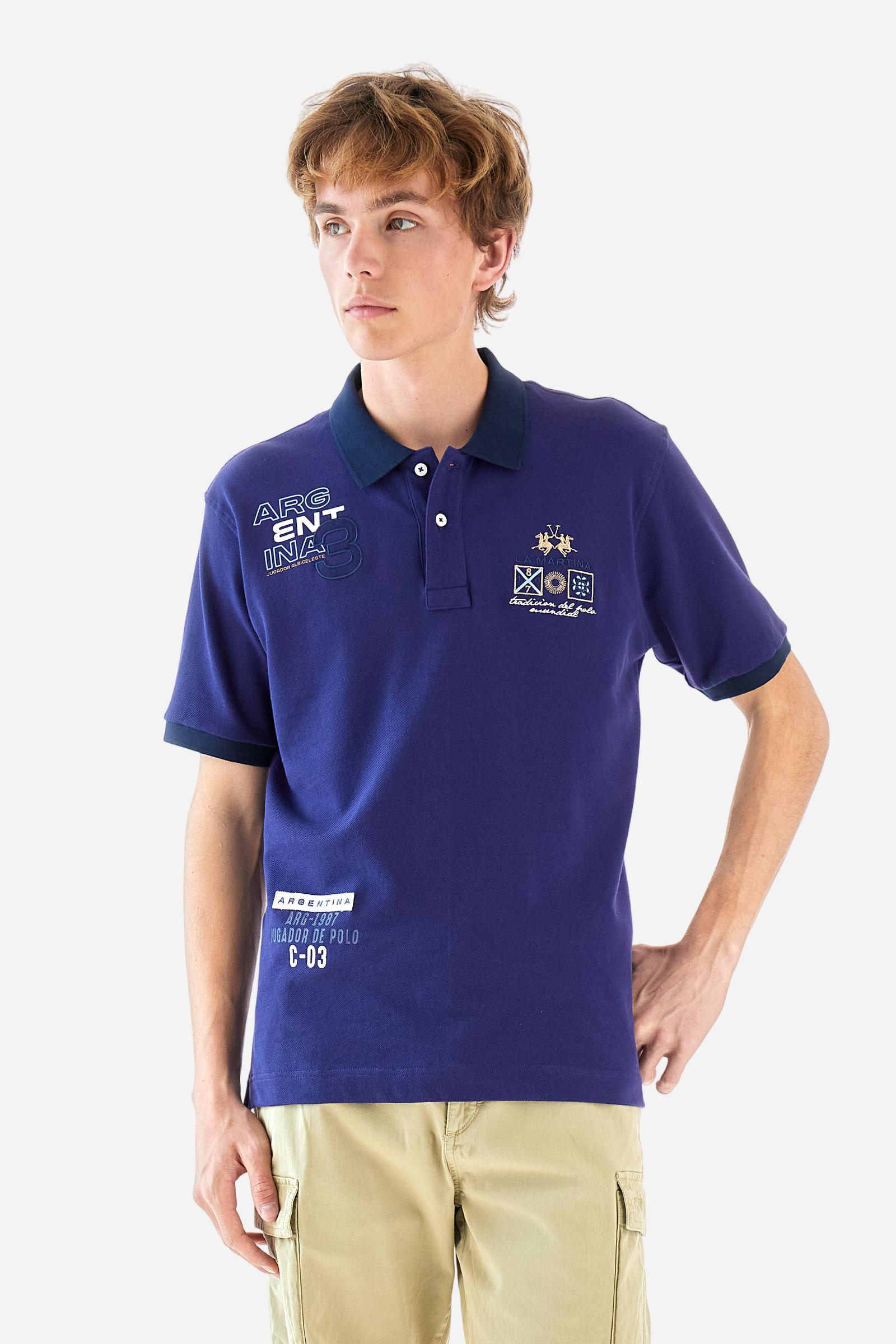 Regular fit polo shirt in stretch cotton piqué - Aicher