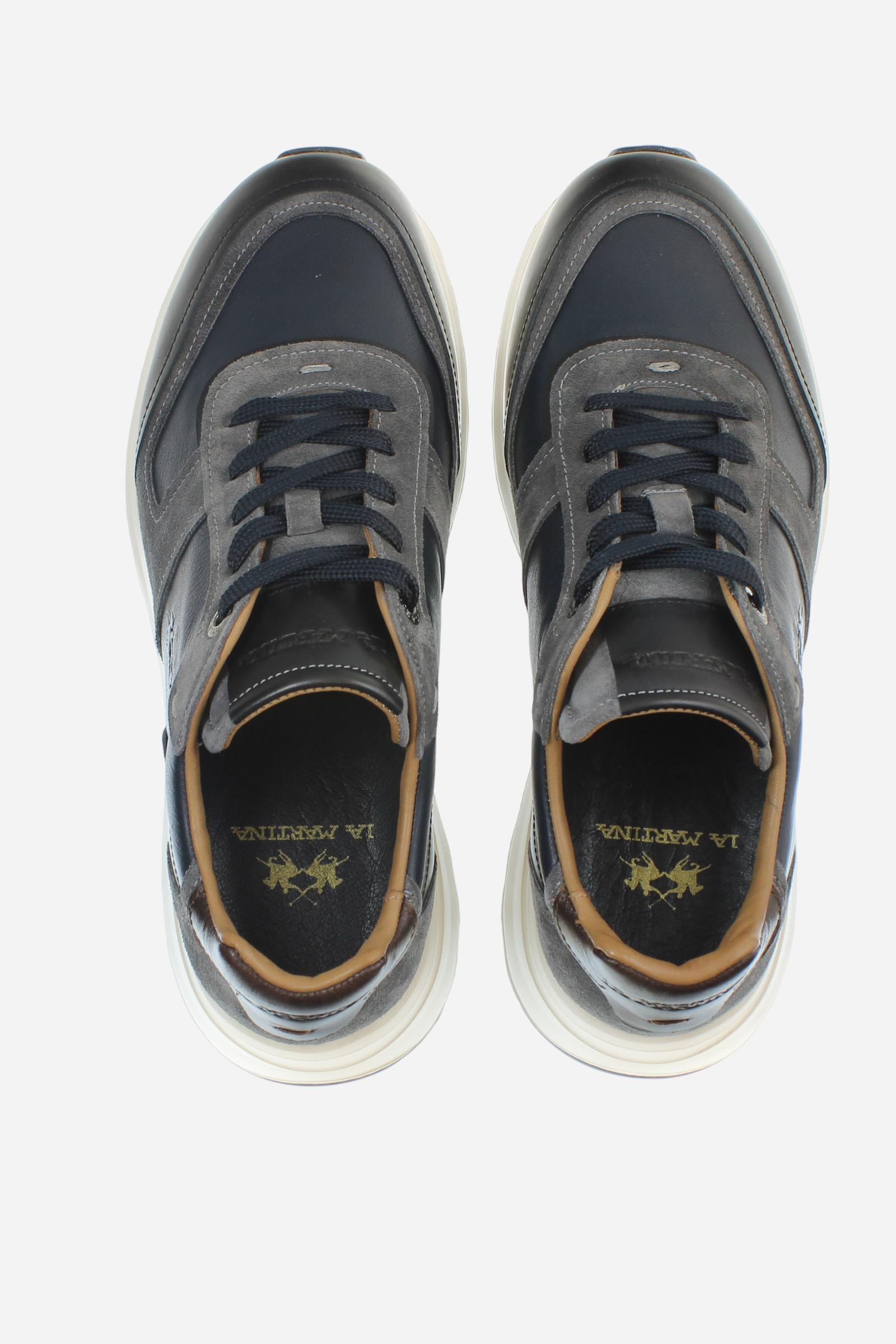 Men's leather and suede trainers with cushioned soles