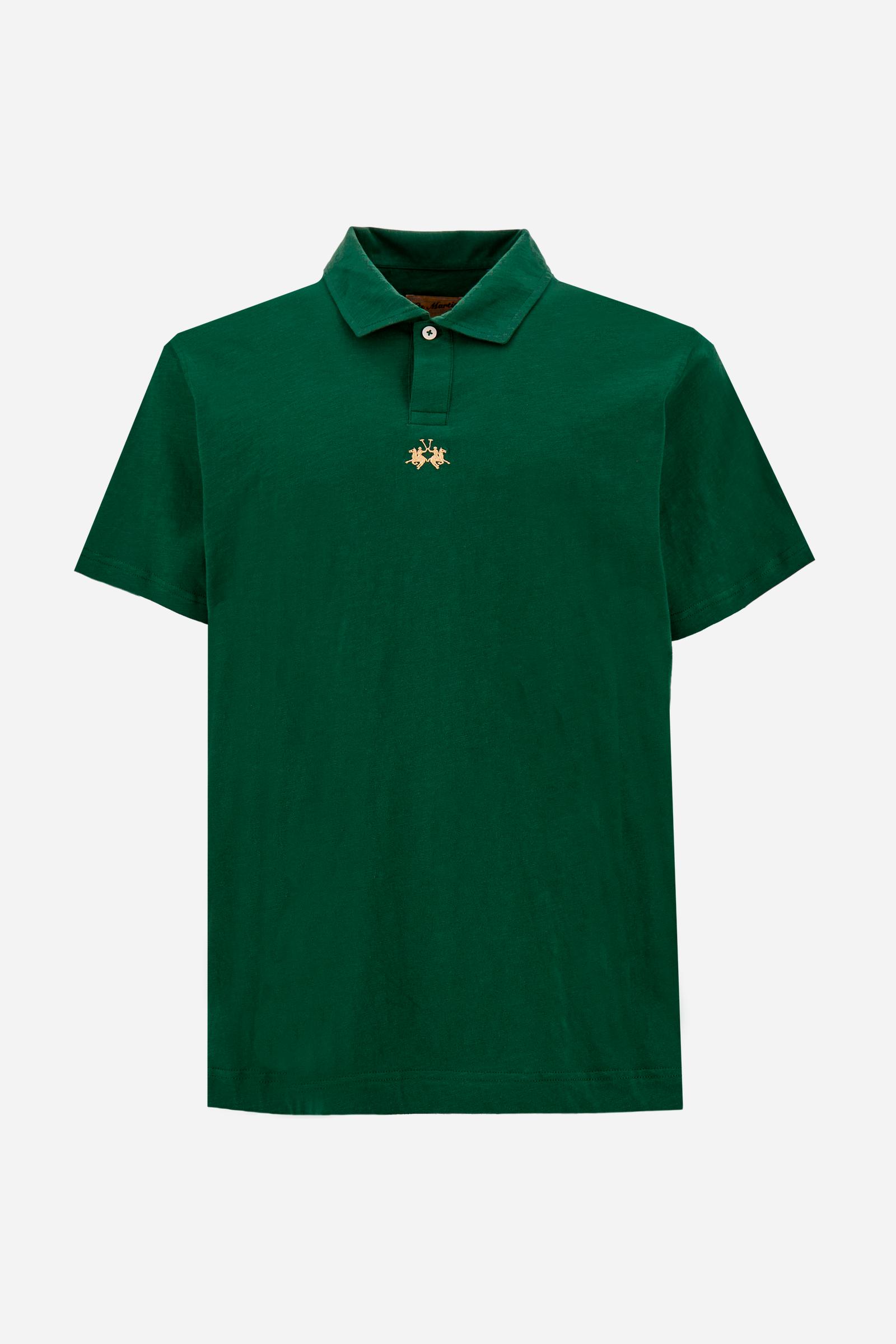 Men’s short-sleeve slub cotton jersey polo shirt. Comfort fit with iconic details inspired by the 19-42 model. - Pineneedle
