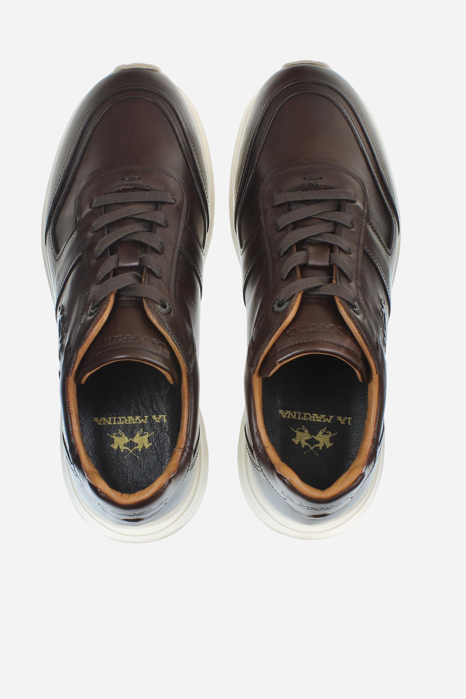 Men's leather and suede trainers with cushioned soles