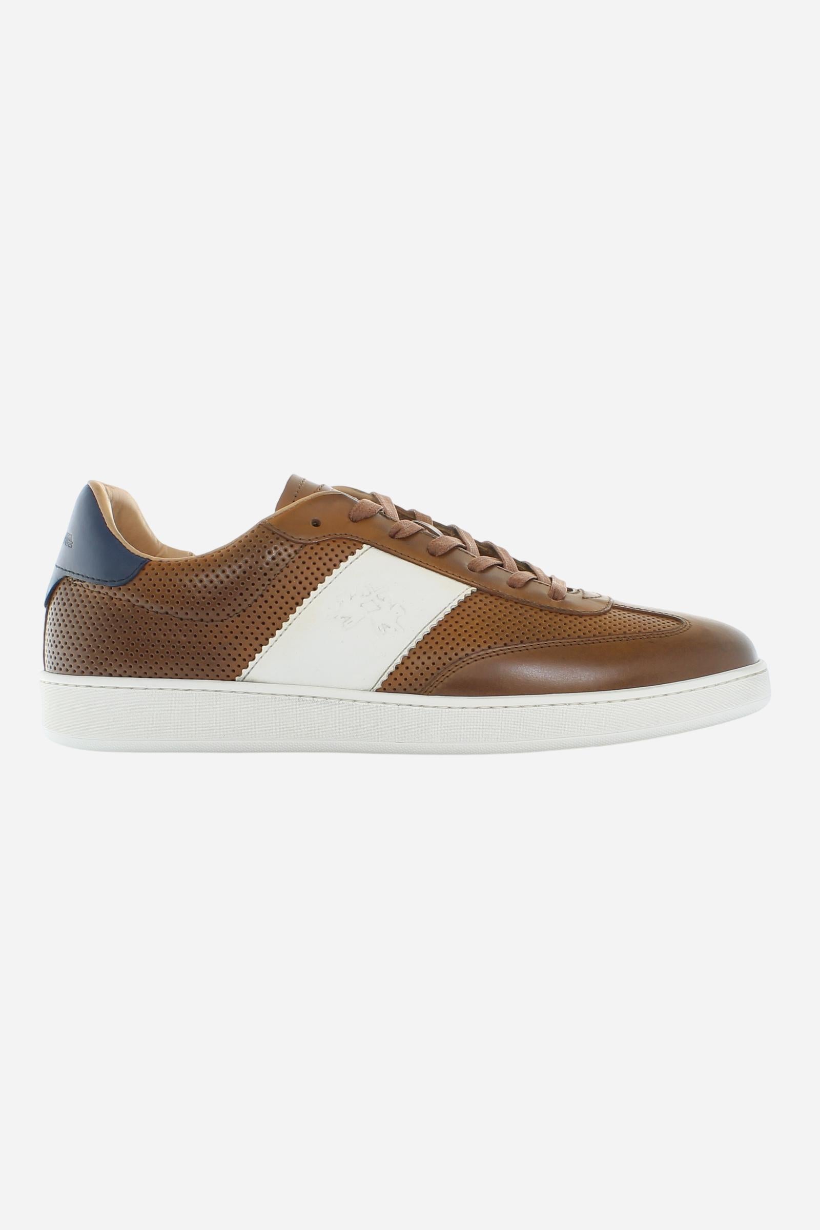 Sneakers Homme en Cuir Végétal avec Bande Contrastée – Core Sage