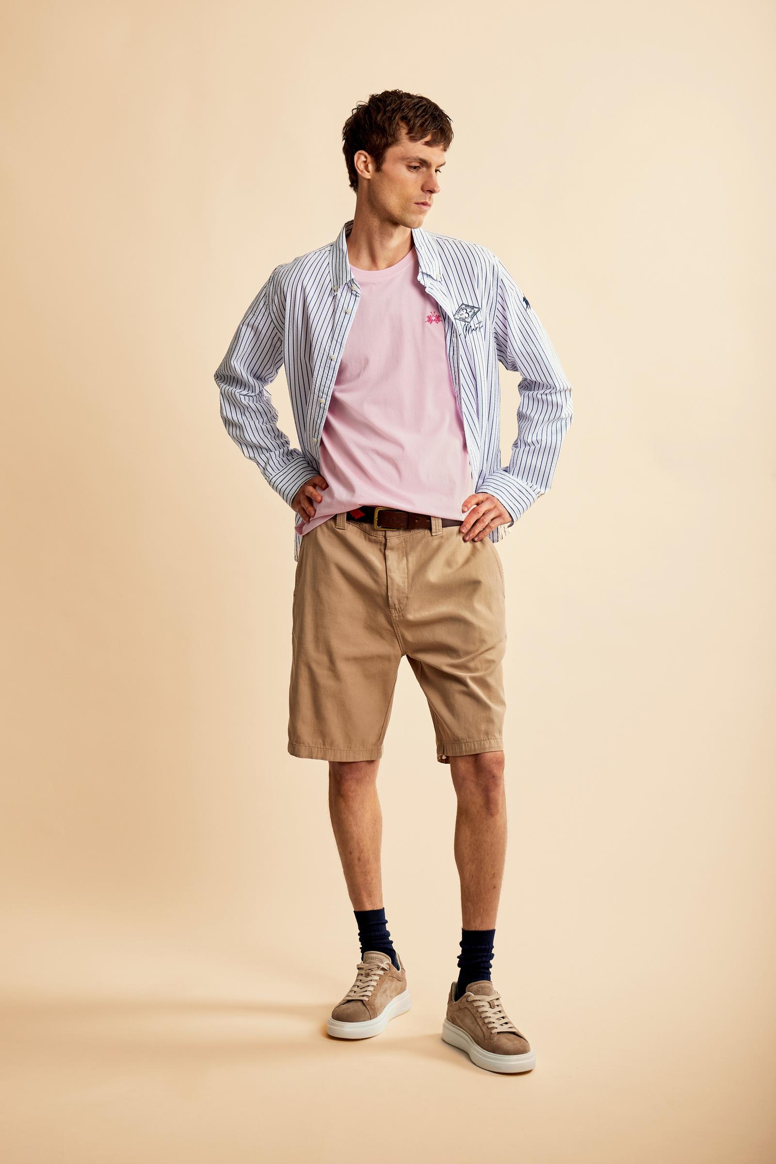 Men’s cotton jersey T-shirt with regular fit and ribbed crew neck. Small contrast embroidered logo. - FairTale