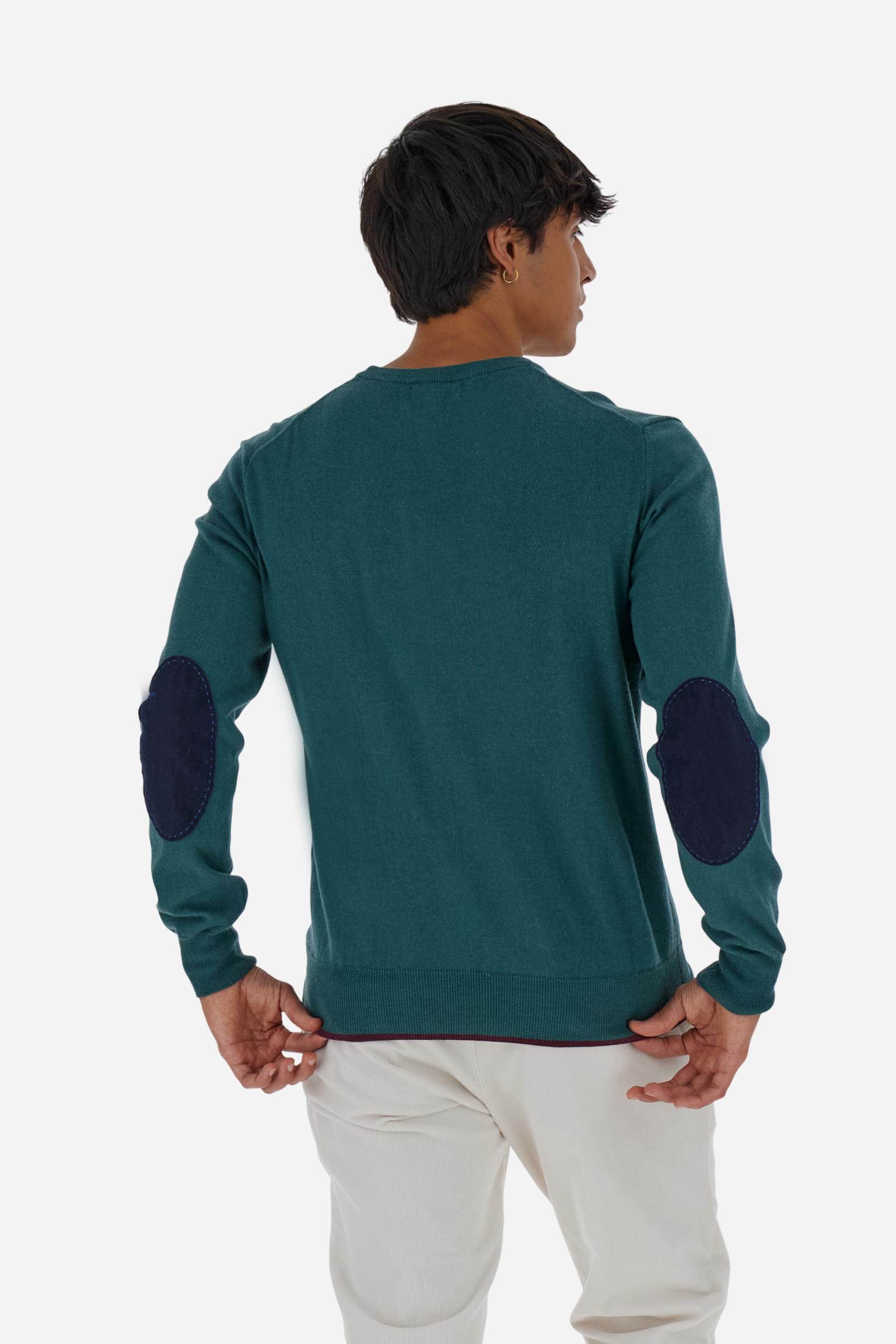 Men’s crew neck sweater with elbow patches - Bobbiejo