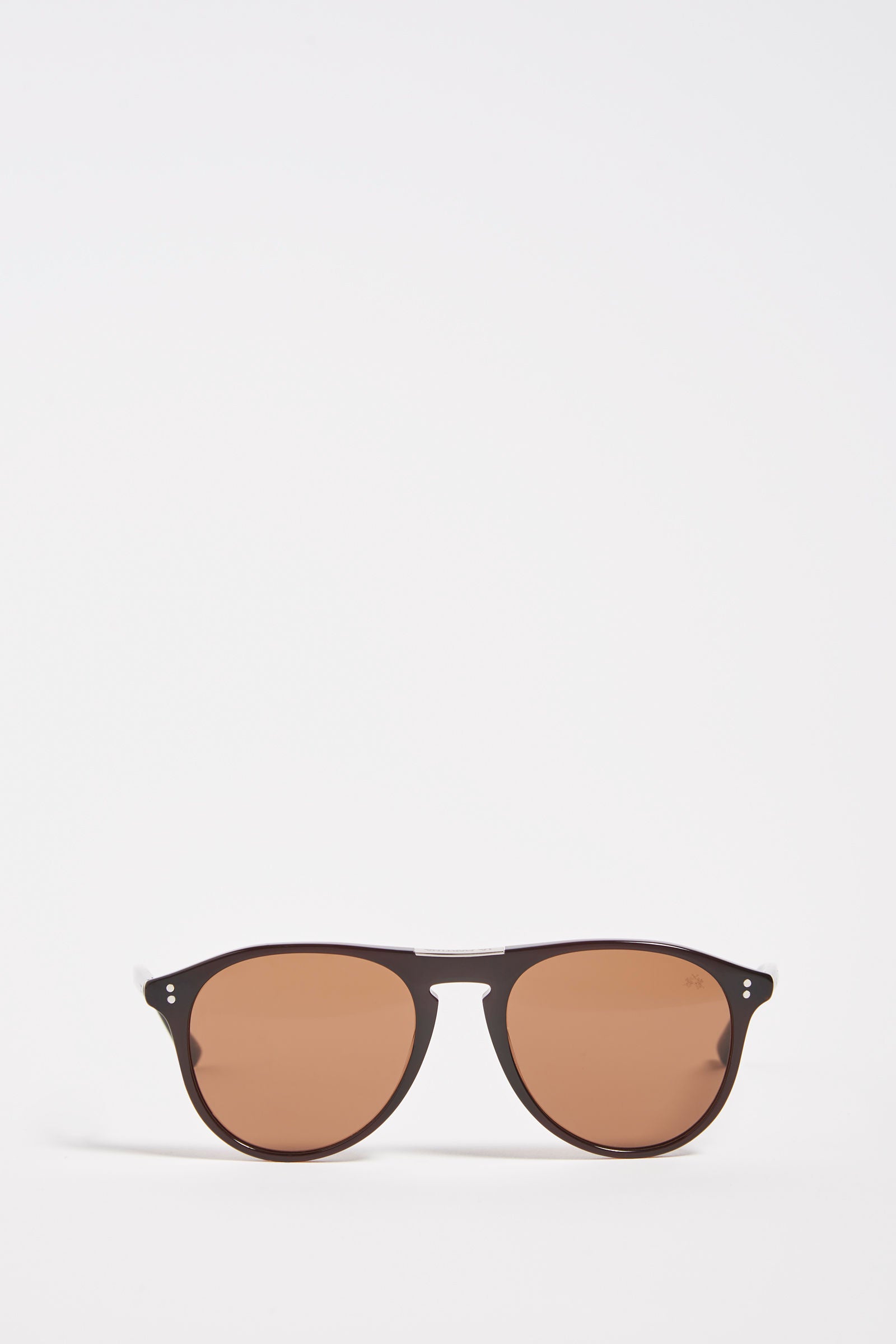 Men's acetate drop-shaped sunglasses. This classic style model features a small La Martina logo on the temple and on the front and lenses with internal blue anti-reflection. The details on the black frame make the eyewear particular, allowing you to wear it with any look and always be fashionable. - DARK BROWN