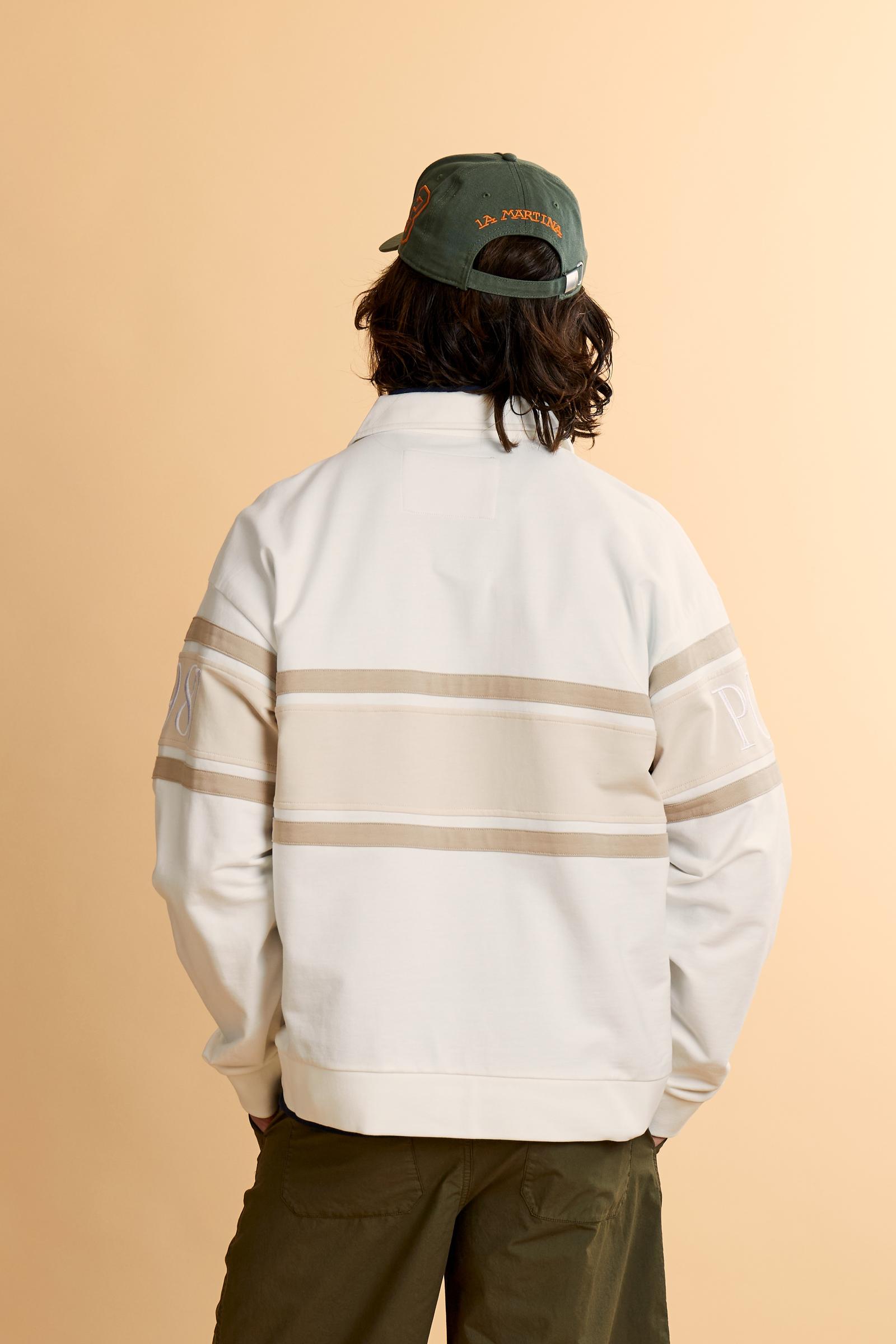 Men’s French Terry sweatshirt in cotton with loose fit and contrast details on collar, chest and sleeves. - Off White