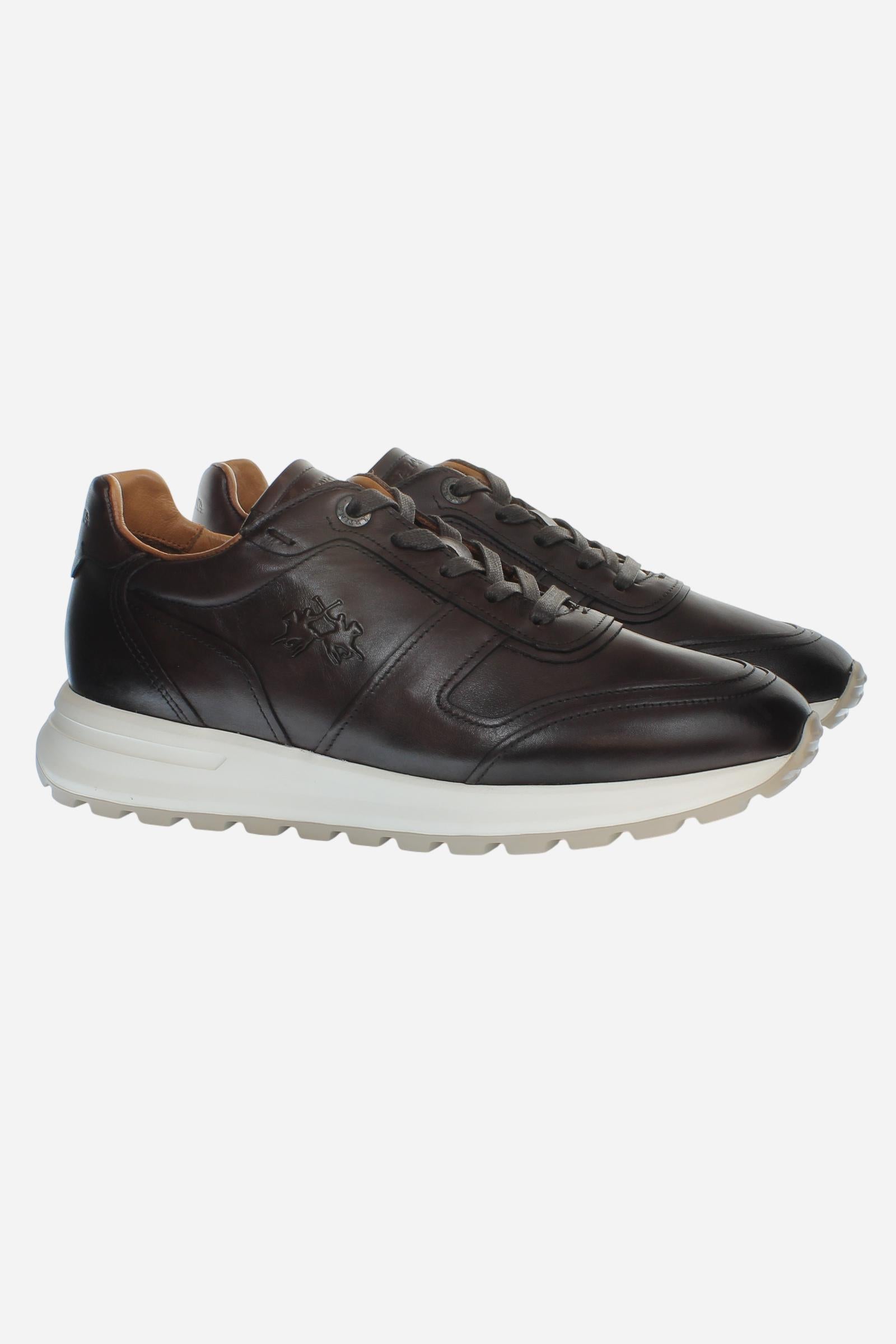 Men's leather and suede trainers with cushioned soles