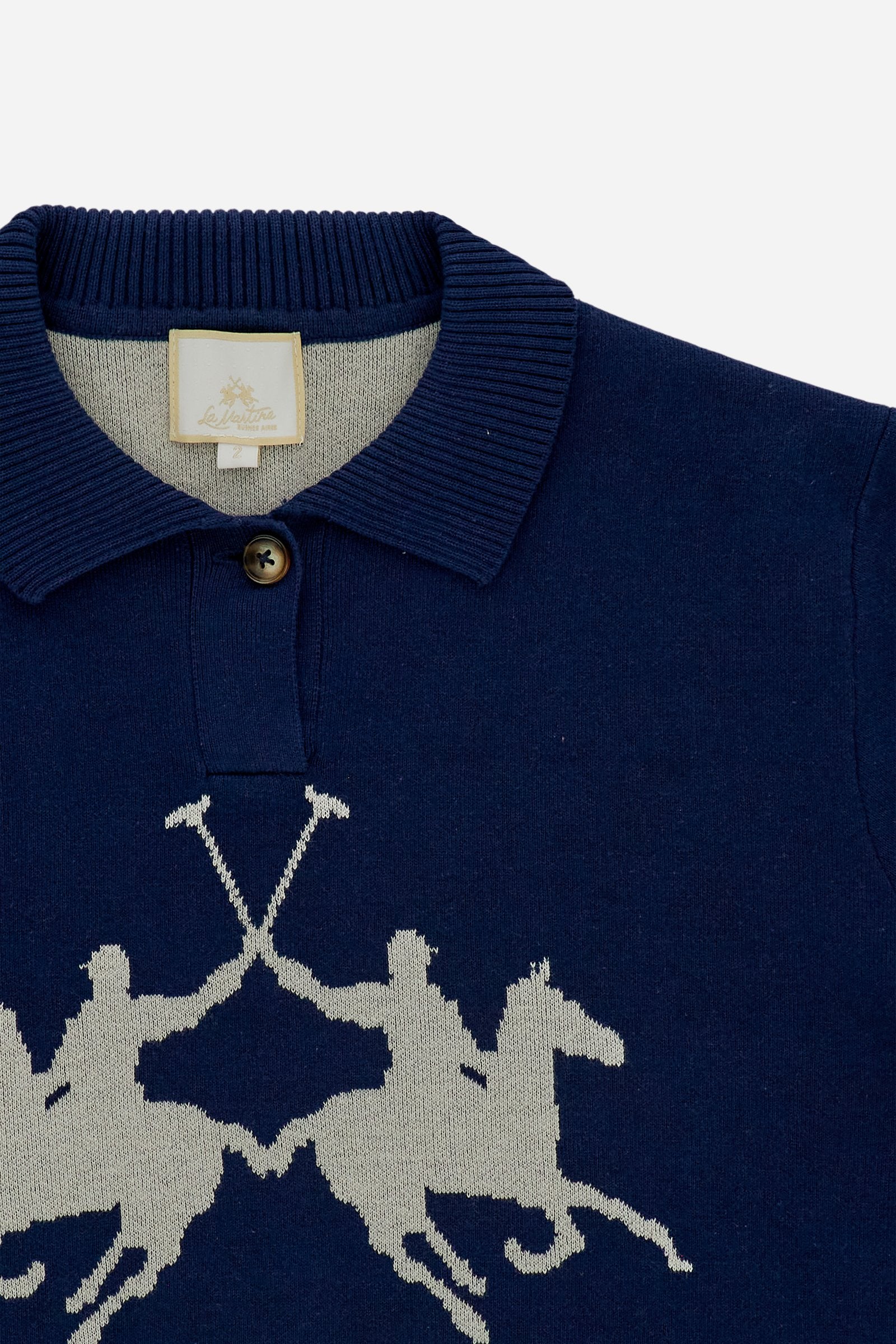 Women’s compact knit polo with maxi intarsia - Candela