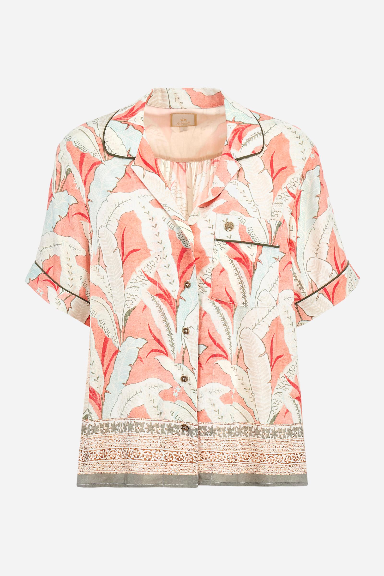 Regular fit viscose twill short-sleeve shirt - Adelle