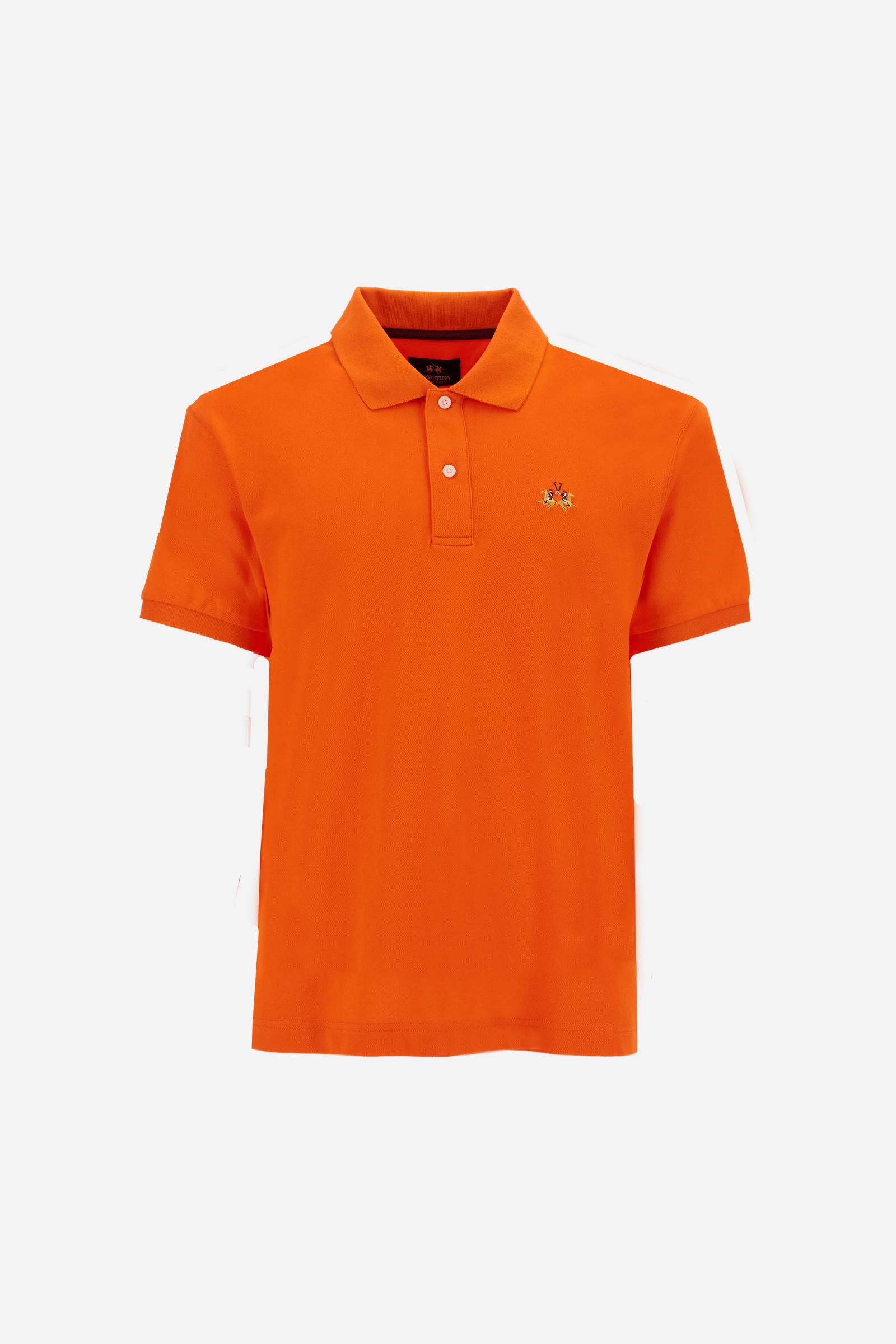 Men’s stretch piqué polo with tricolor logo - Eduardo