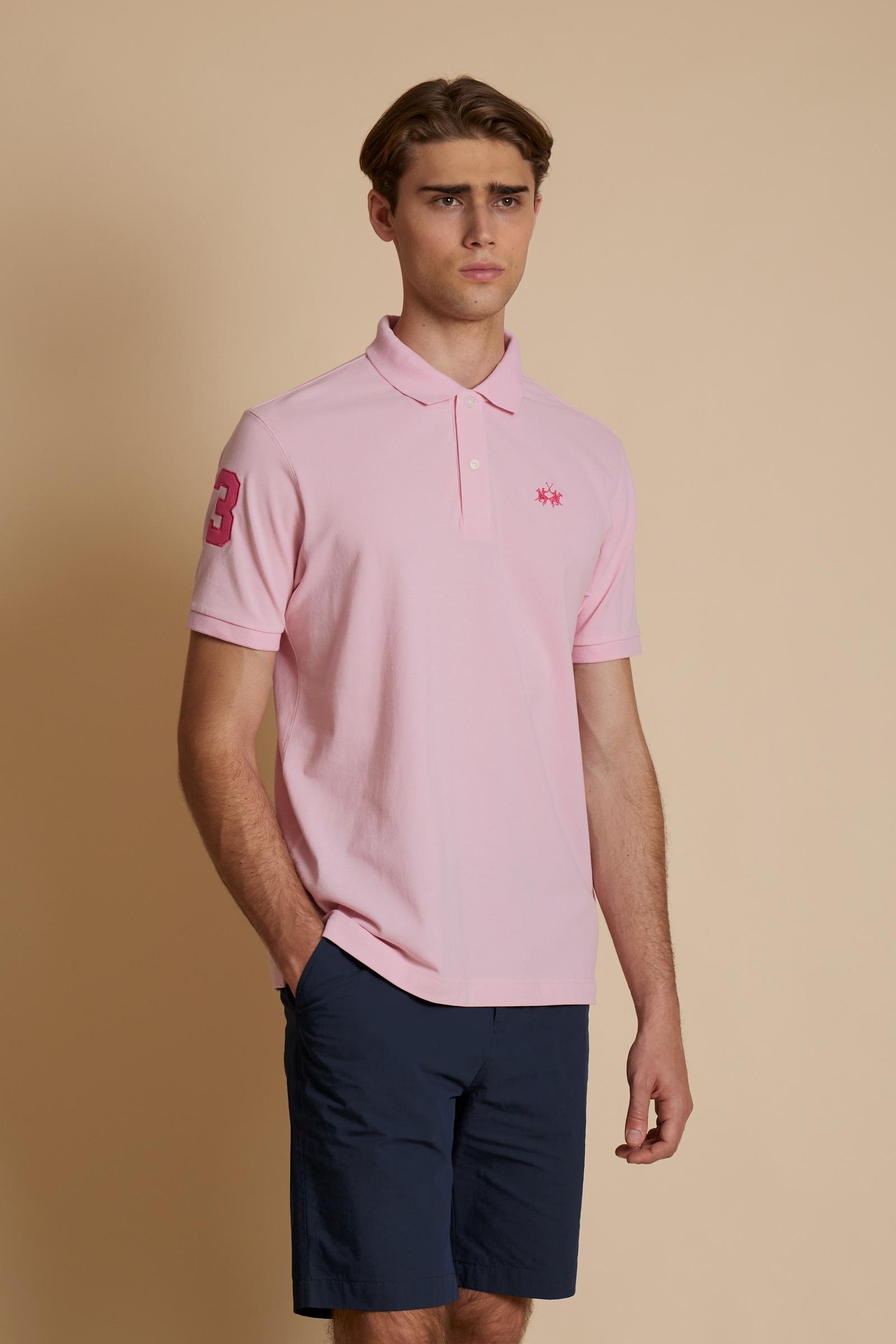Herren-Stretch-Piqué-Poloshirt mit Nummer am Ärmel – Ray