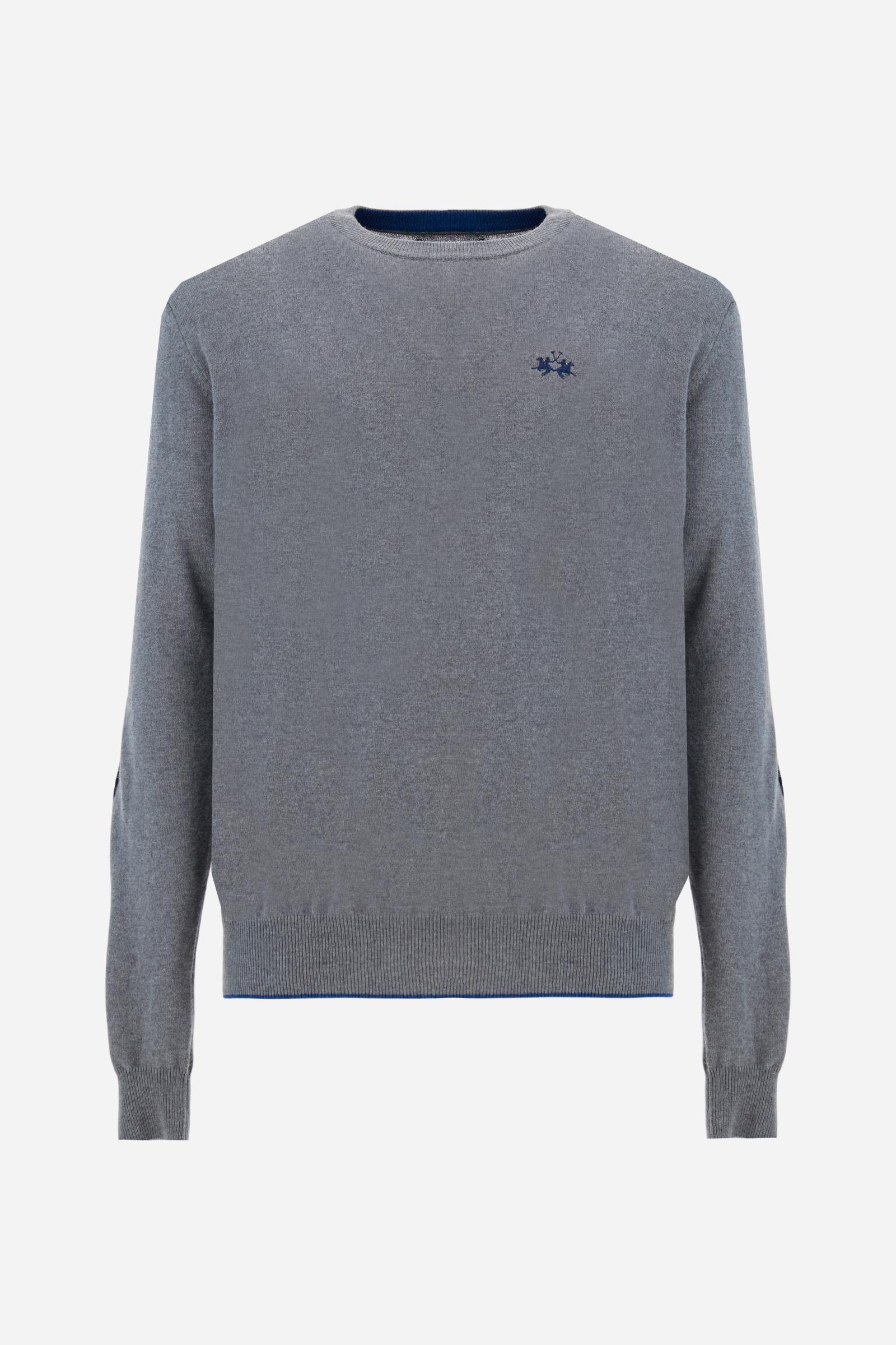 Men’s crew neck sweater with elbow patches - Bobbiejo