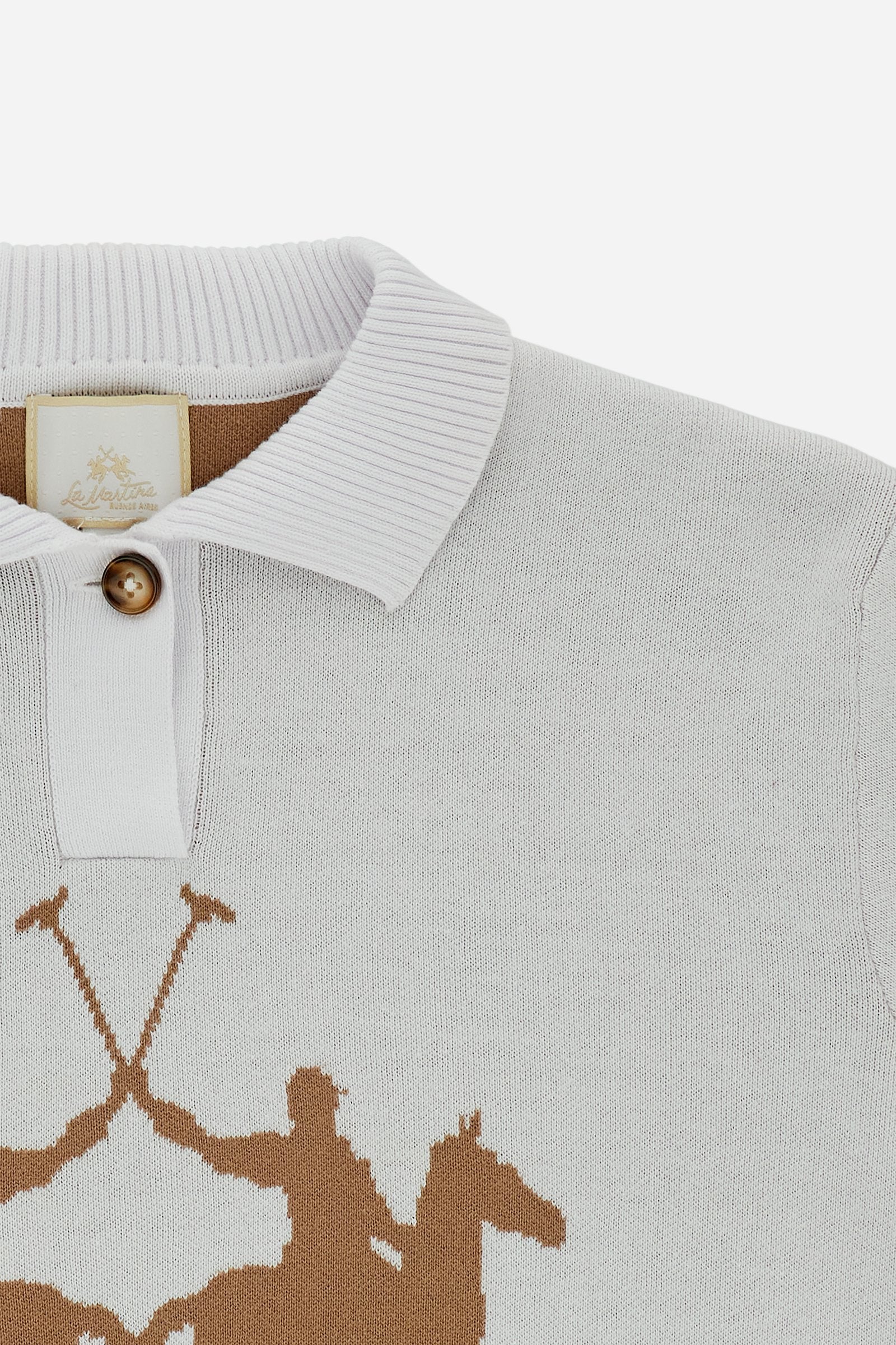 Polo donna in maglia compatta con maxi intarsia - Candela