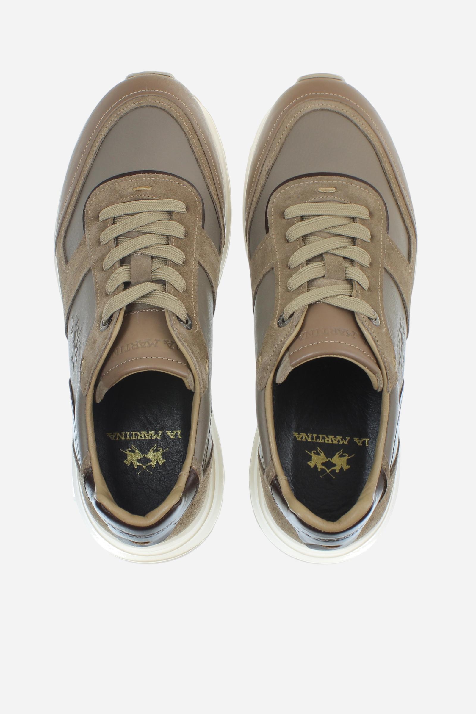 Basket homme en cuir et daim avec semelle amortie