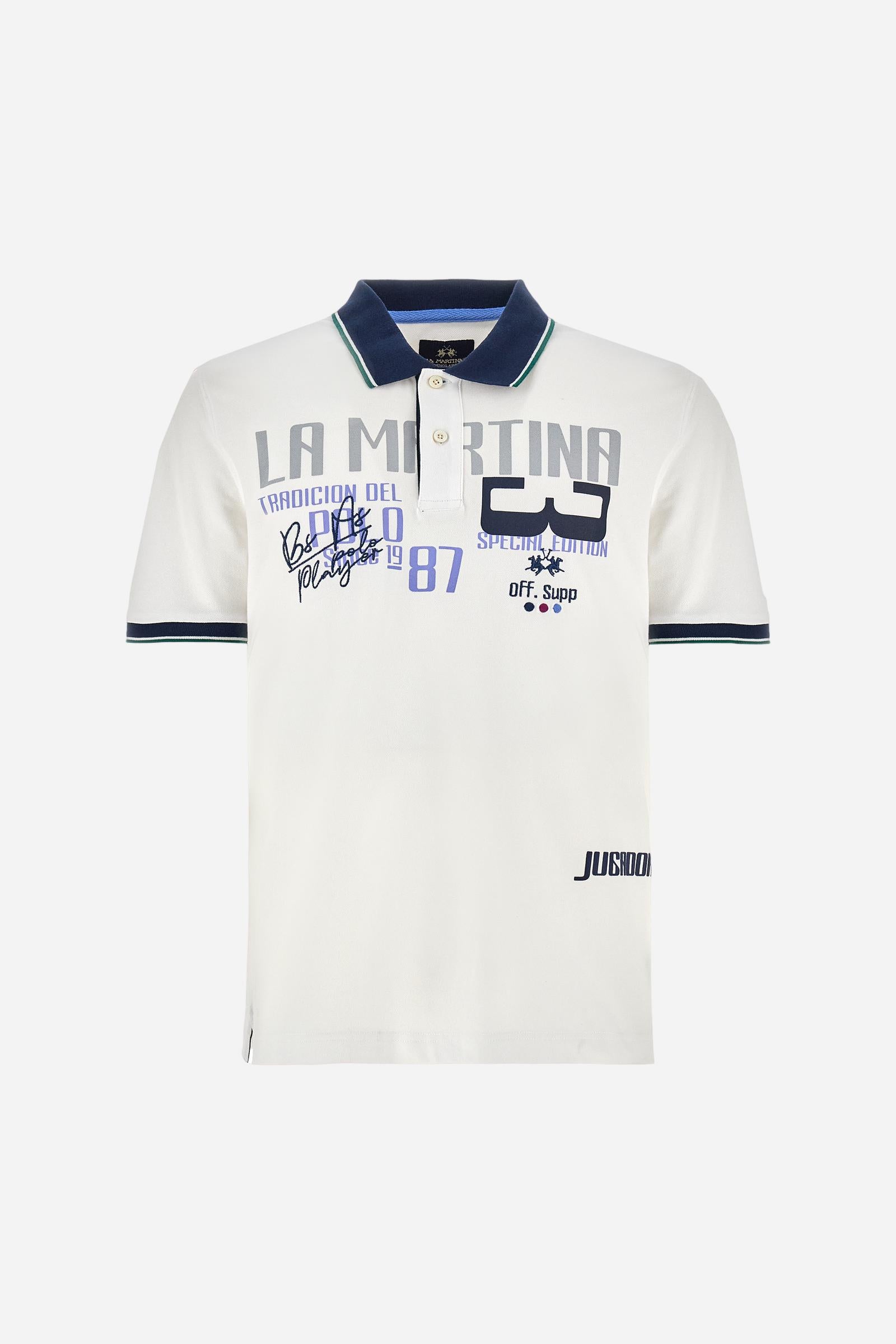 Regular fit polo shirt in stretch cotton piqué - Adelqui