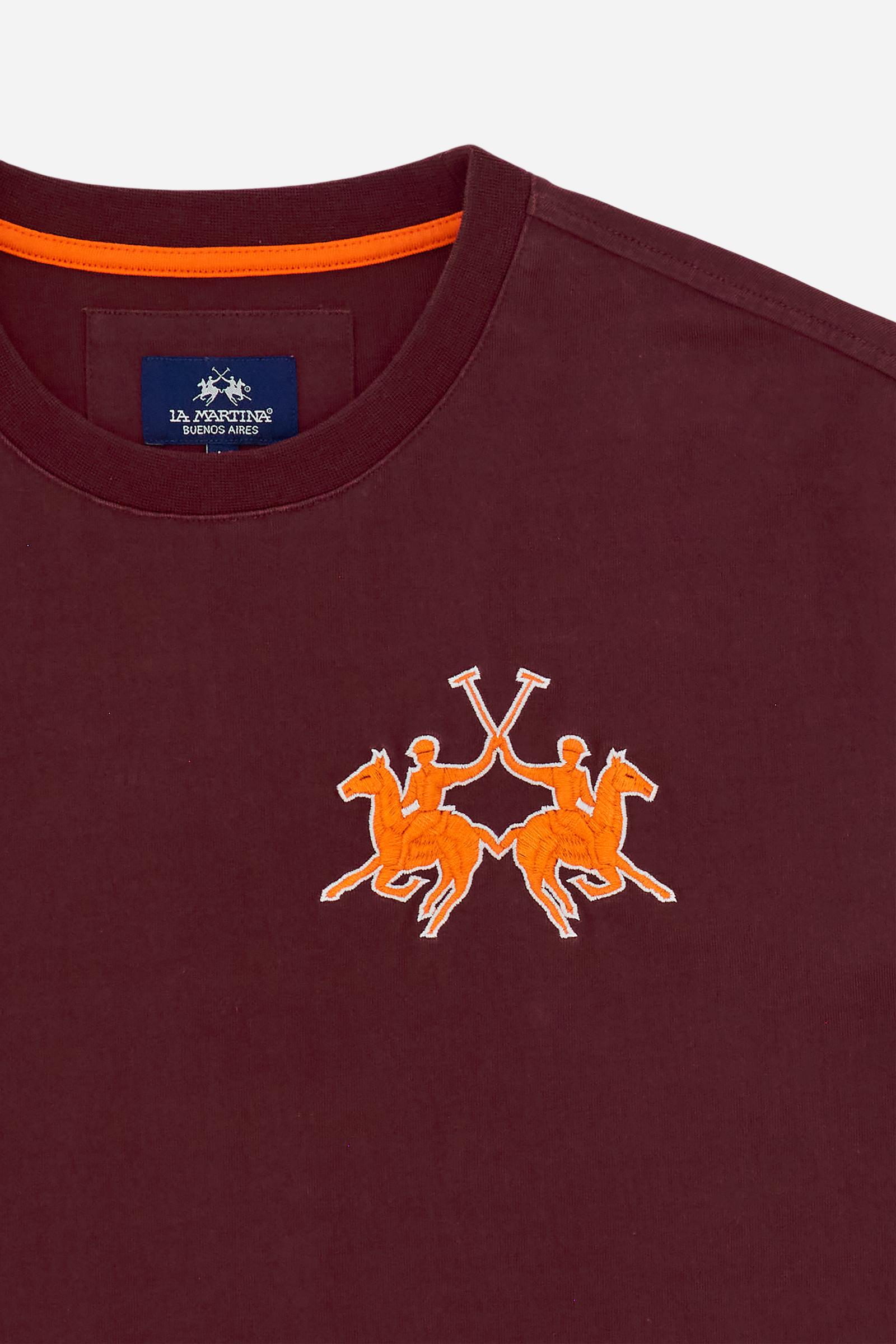 T-shirt in heavy cotton jersey with a structured, boxy fit. Dropped shoulders and clean lines. Large contrasting 3D embroidered logo on the chest. - Port Royale