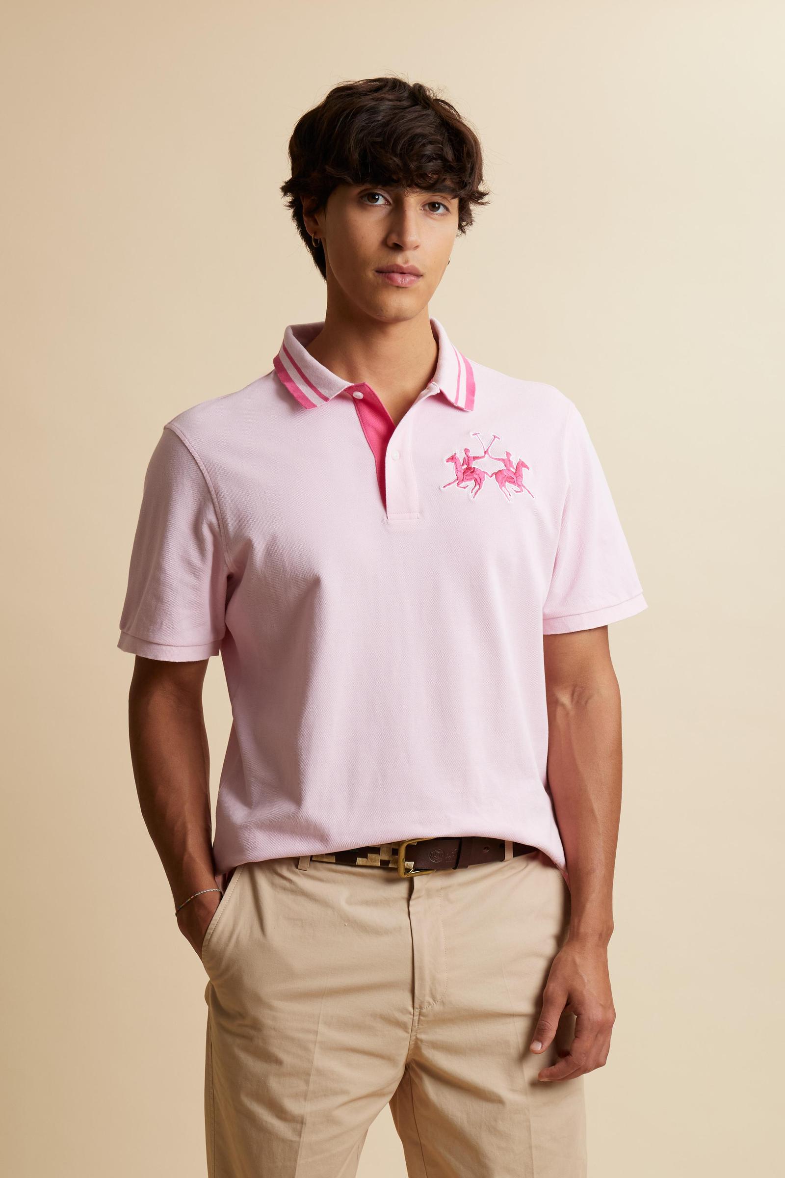 Men’s short-sleeve piqué polo shirt with 3D maxi logo – Coty