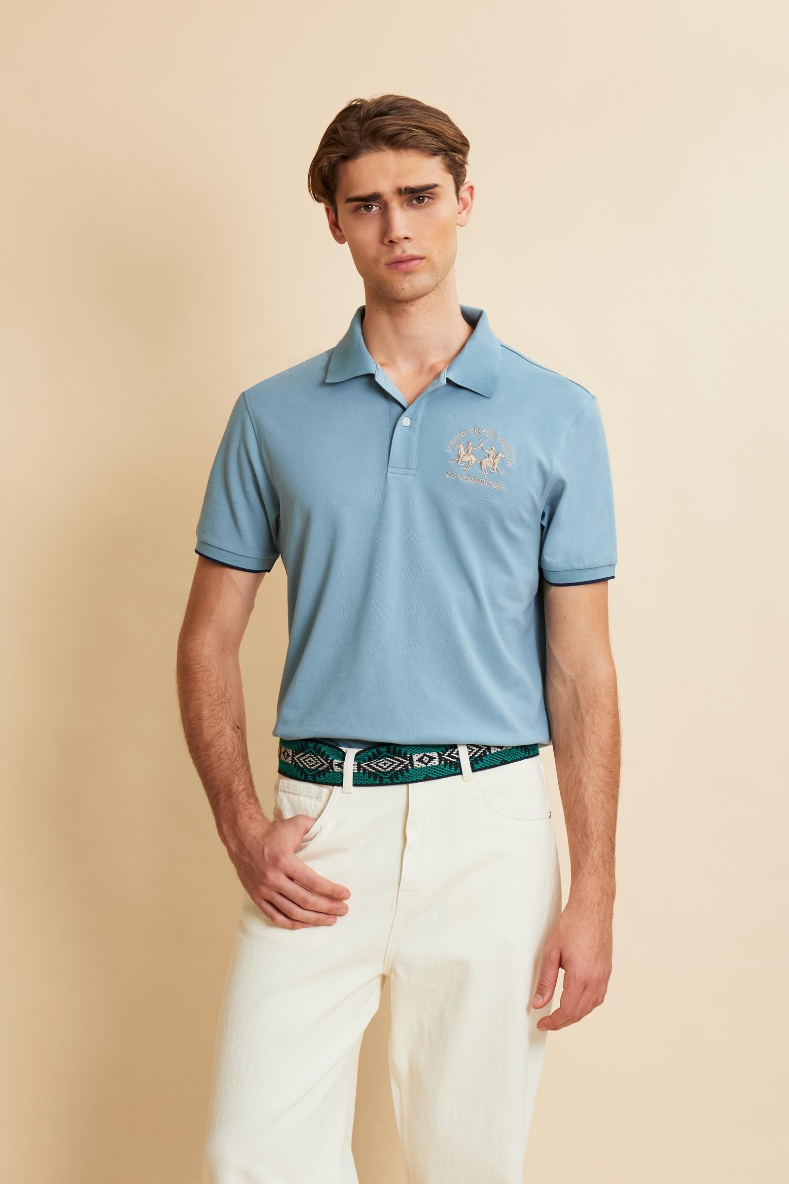 Men's short sleeve polo in stretch piqué with Iconic Team logo - Miguel