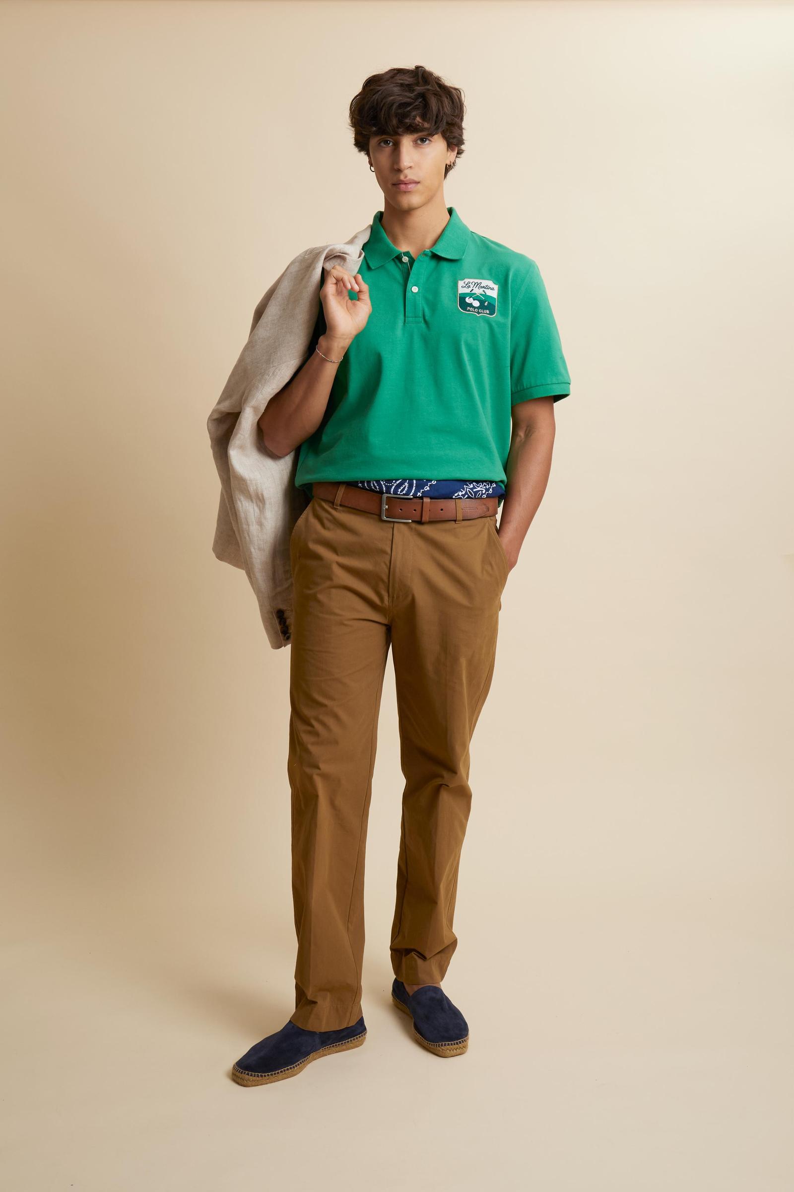 Polo de hombre en piqué de algodón con parche escudo – Cordell