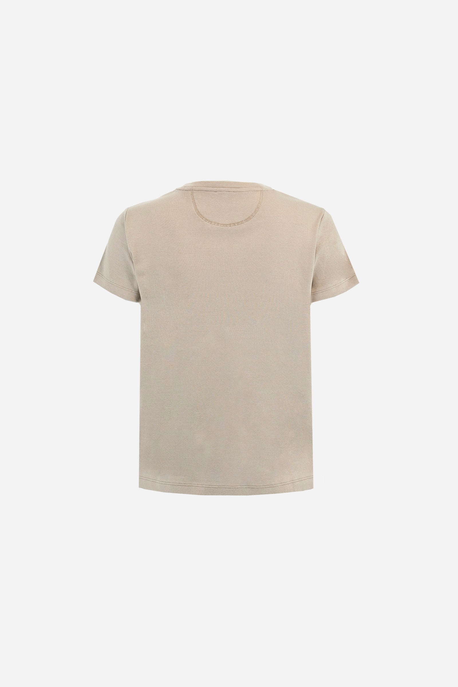 Women’s short-sleeve T-shirt in 100% cotton ribbed jersey. Crew neck model with contrast detail inside the neckline and maxi flock print of the brand logo on the chest in contrast colour. Slim fit. The model wears size 2. - Moon Rock