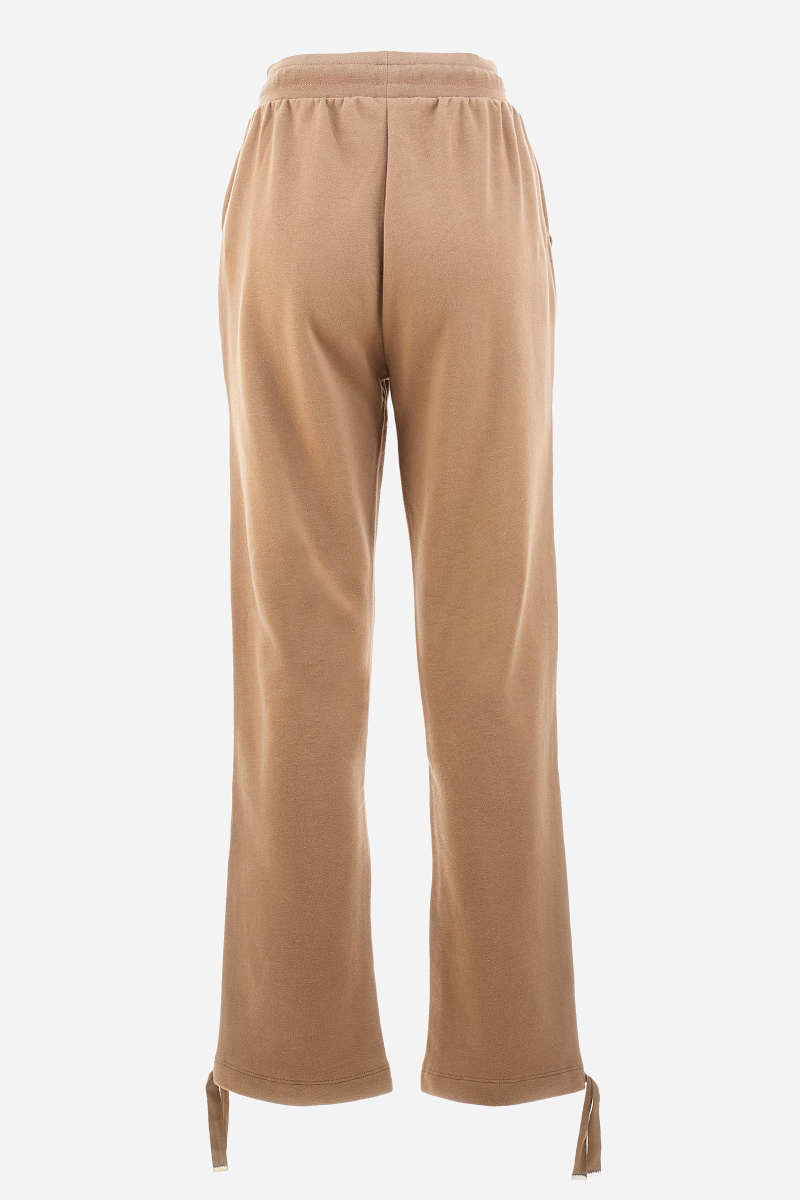 Women's plain jogging bottoms, made from 100% cotton. Drawstring waist. There are also ties at the cuffs. Double front pocket. The logo is embroidered on the front. Regular fit. The model is wearing a size 2. - Tiger's Eye