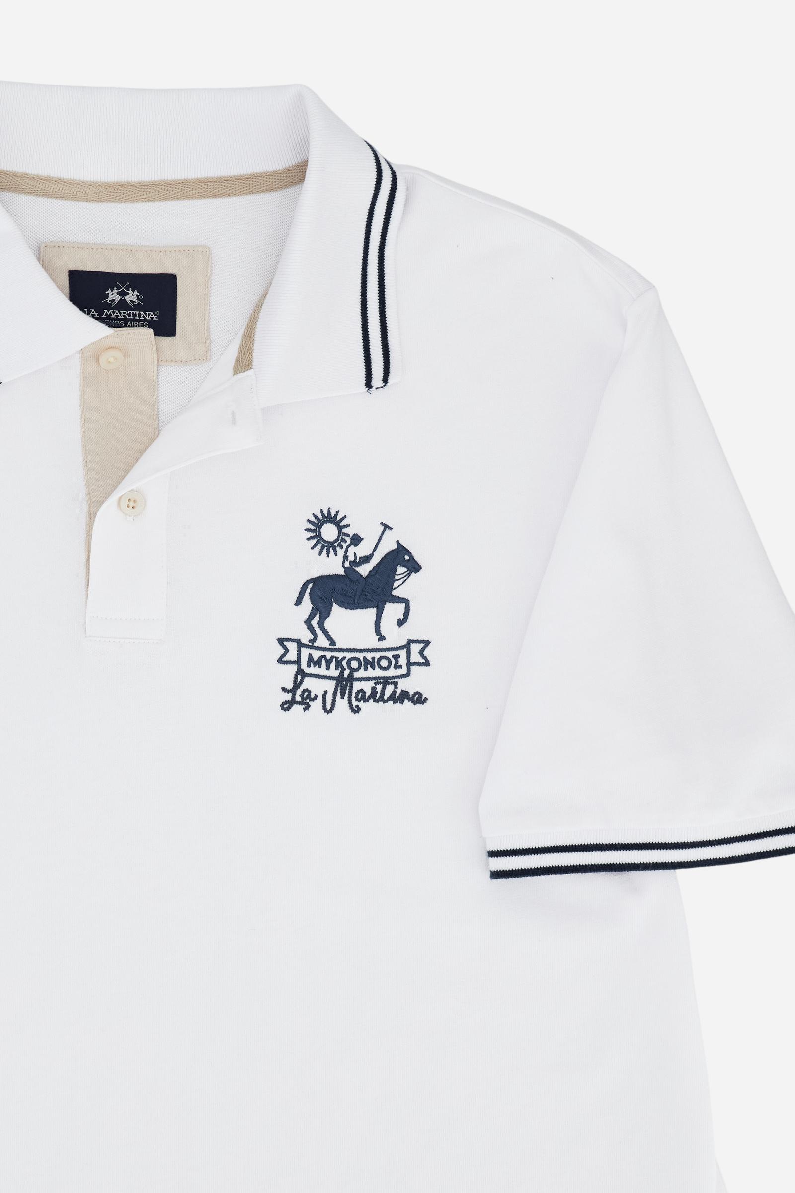 Men’s short-sleeve cotton jersey polo shirt Mykonos – Corbin