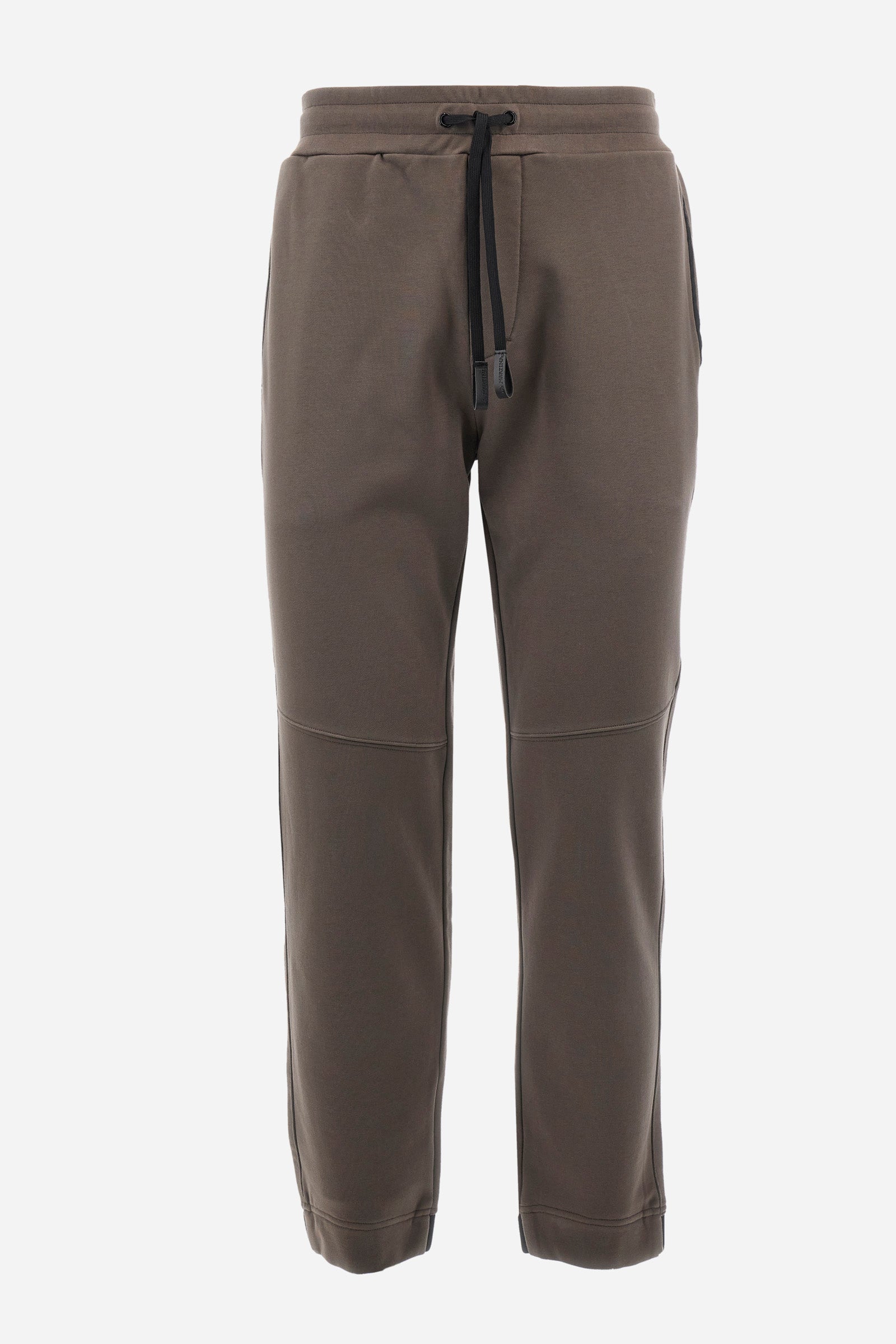 Men's single-colour jogging bottoms in a cotton sweat fabric. With a drawstring waist and double front pocket. With different shades at the bottom of the leg. On the back there is a pocket with a zip fastening featuring contrasting textures and colours. The logo is present on the tag sewn on the back pocket. The fit is regular. The model wears a size L. - Bungee Cord