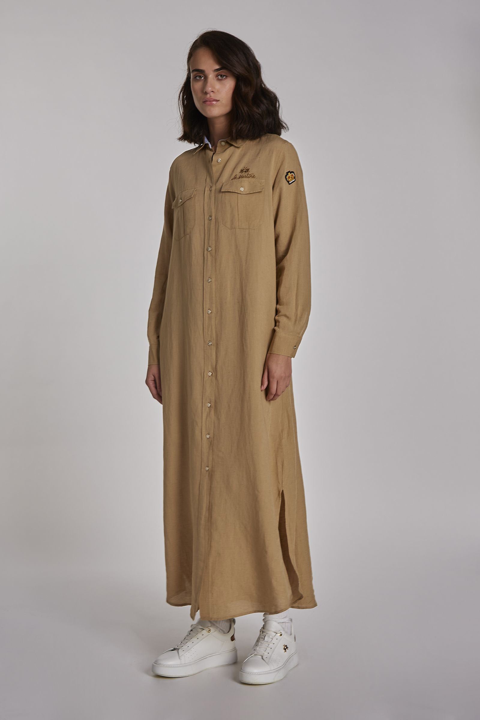 LaMartina Women's regular-fit linen-blend viscose midi dress LaMartina Women's regular-fit linen-blend viscose midi dress
