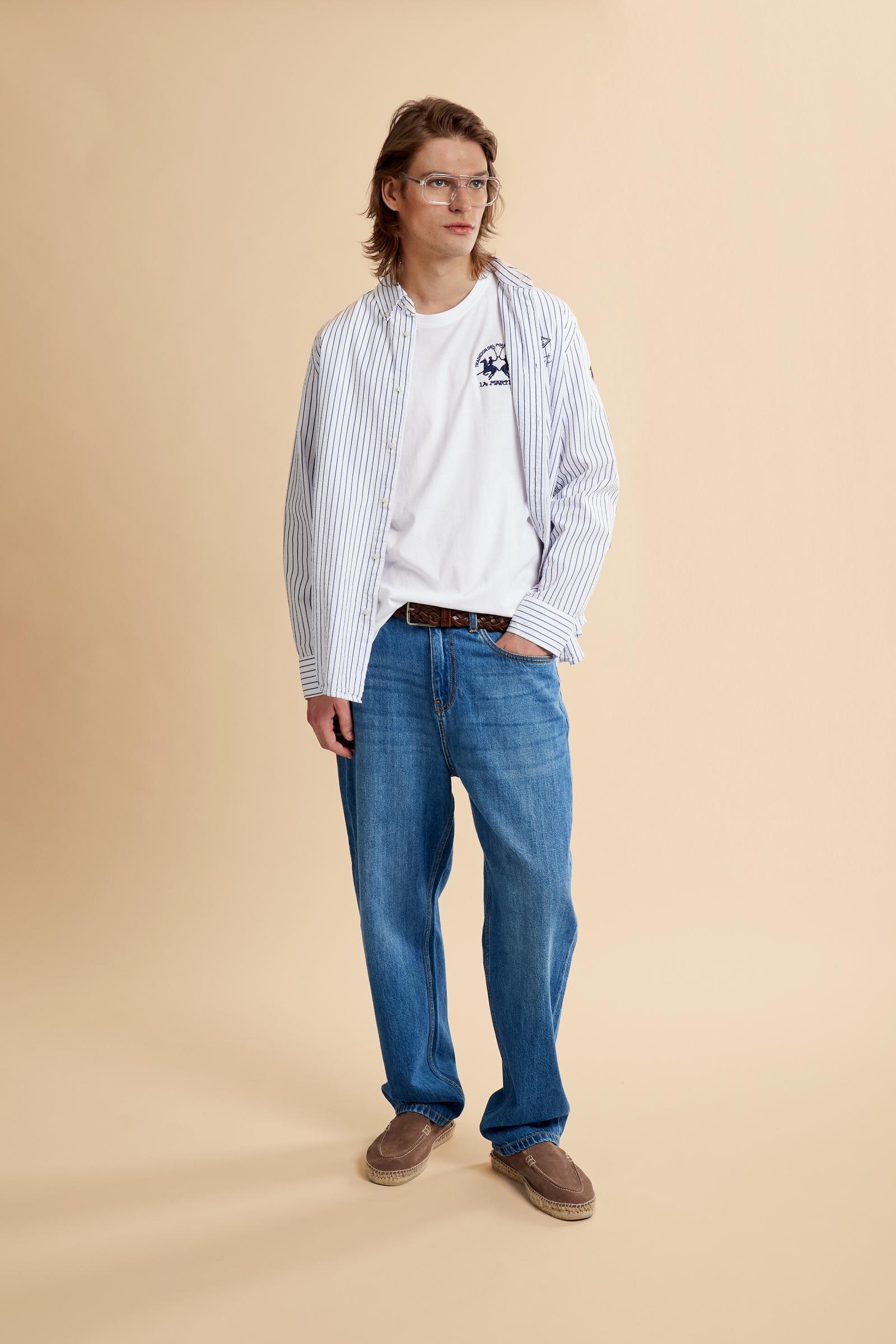 Men’s cotton jersey T-shirt with regular fit and iconic team logo embroidered on the chest. - Optic White