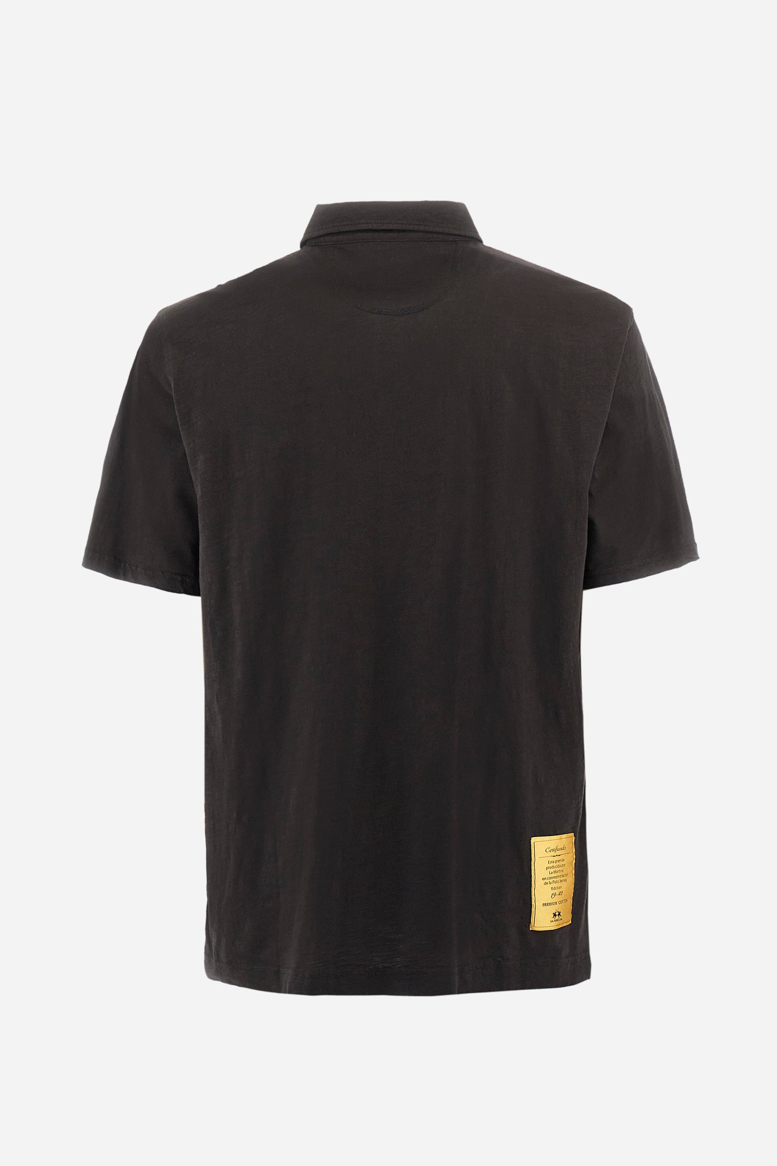 Men's short-sleeved regular fit polo shirt in 100% cotton - Black