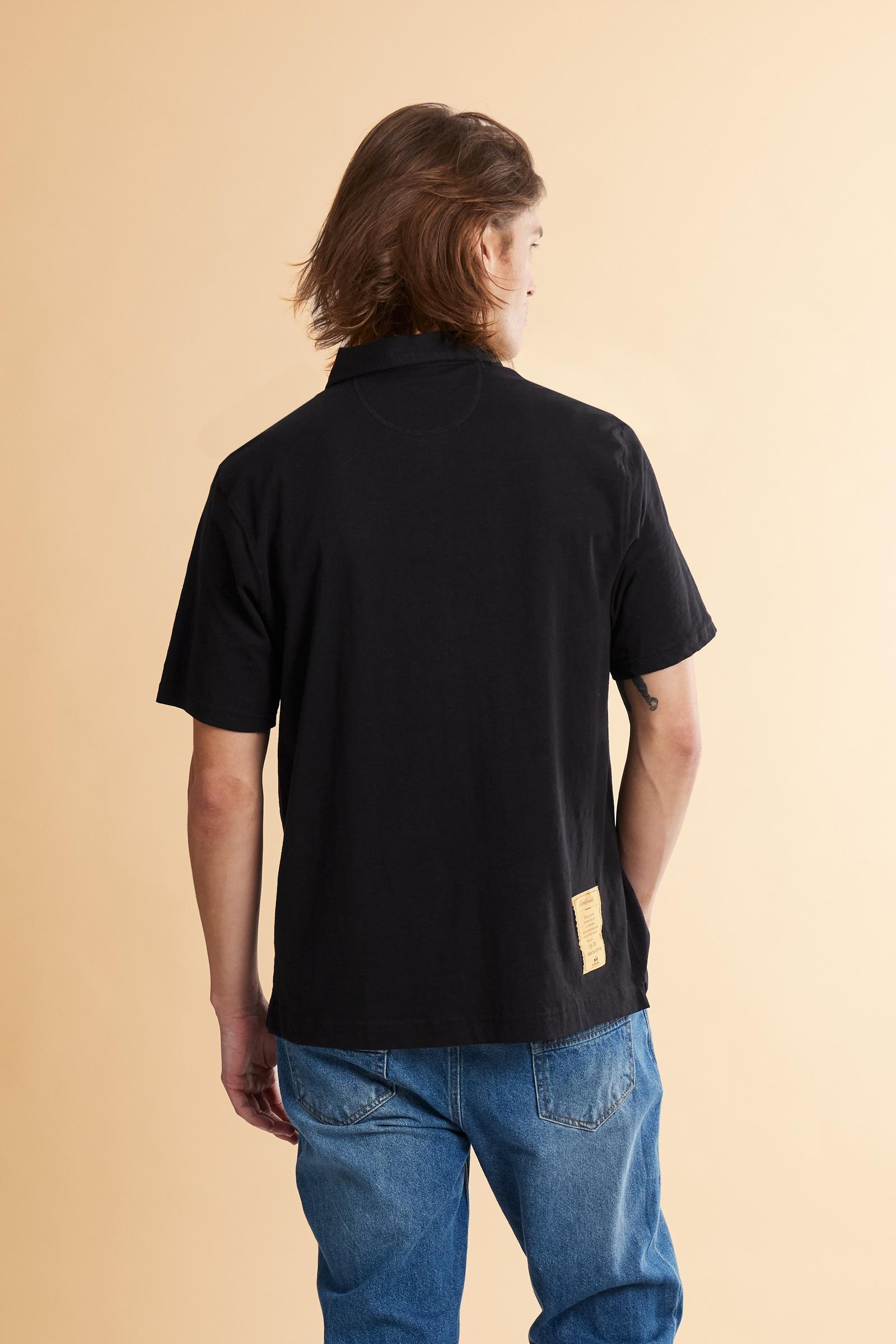 Men's short-sleeved regular fit polo shirt in 100% cotton - Black