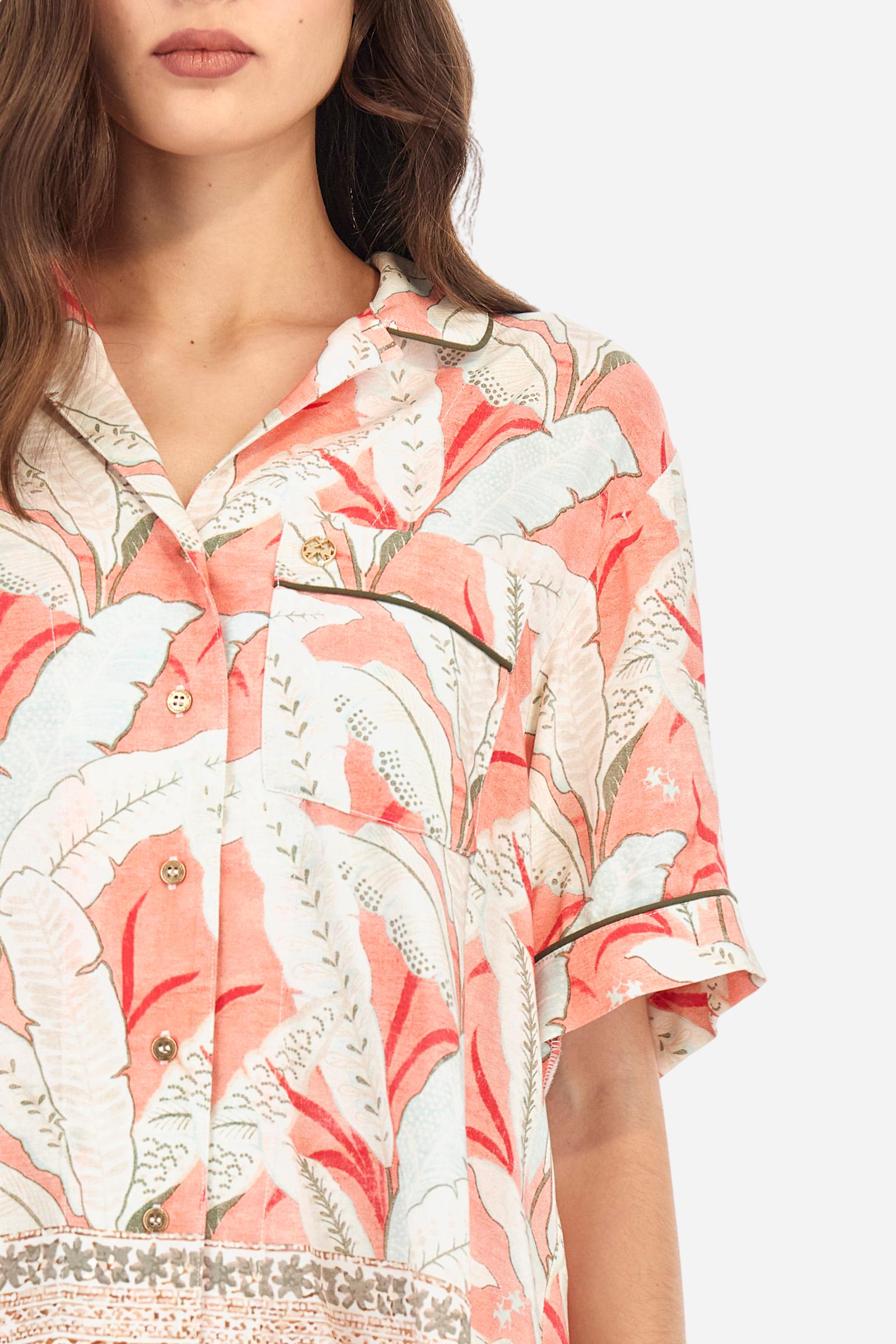 Regular fit viscose twill short-sleeve shirt - Adelle