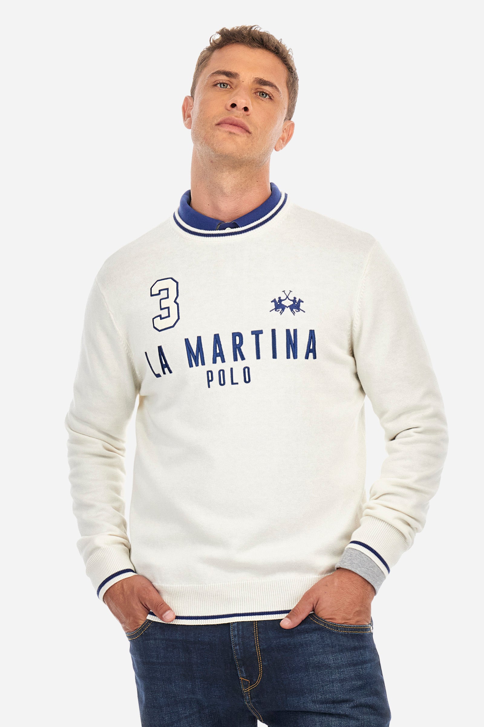 Regular fit pullover in wool and cotton Zani La Martina