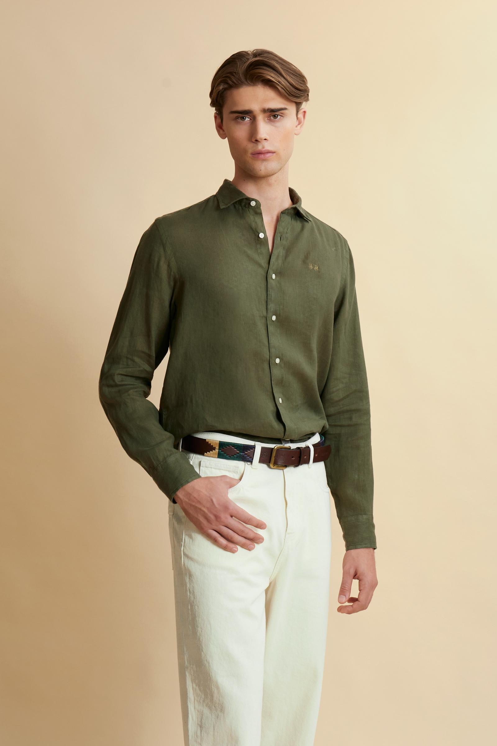 Men’s regular fit garment-dyed linen shirt - Innocent