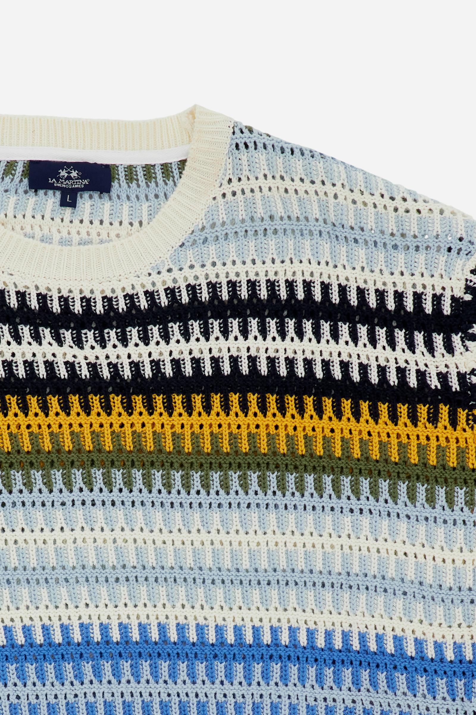 Men’s crewneck sweater textured stripes - Canmore