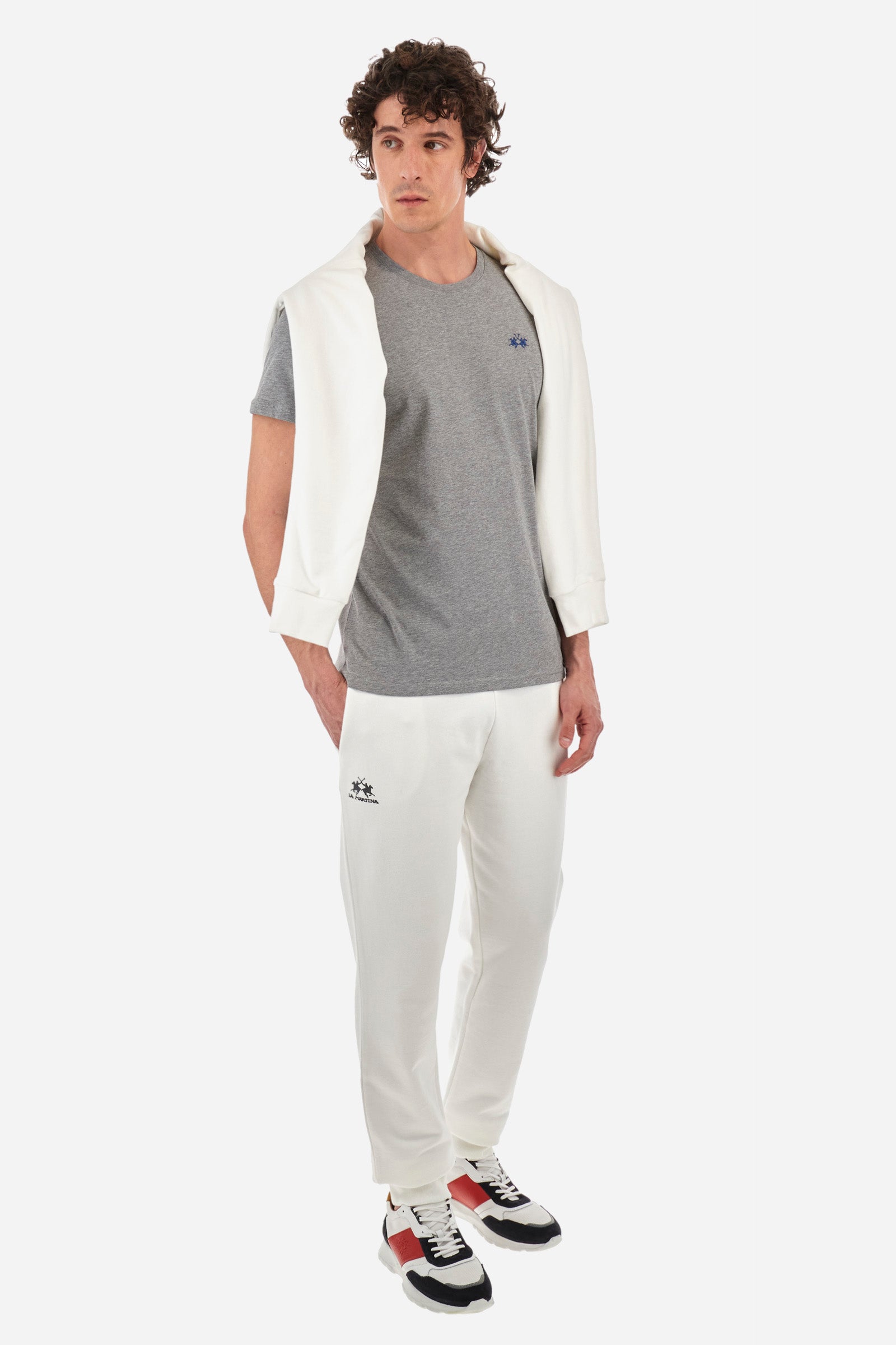 Men's 100% cotton jogging trousers in a regular fit - Off White