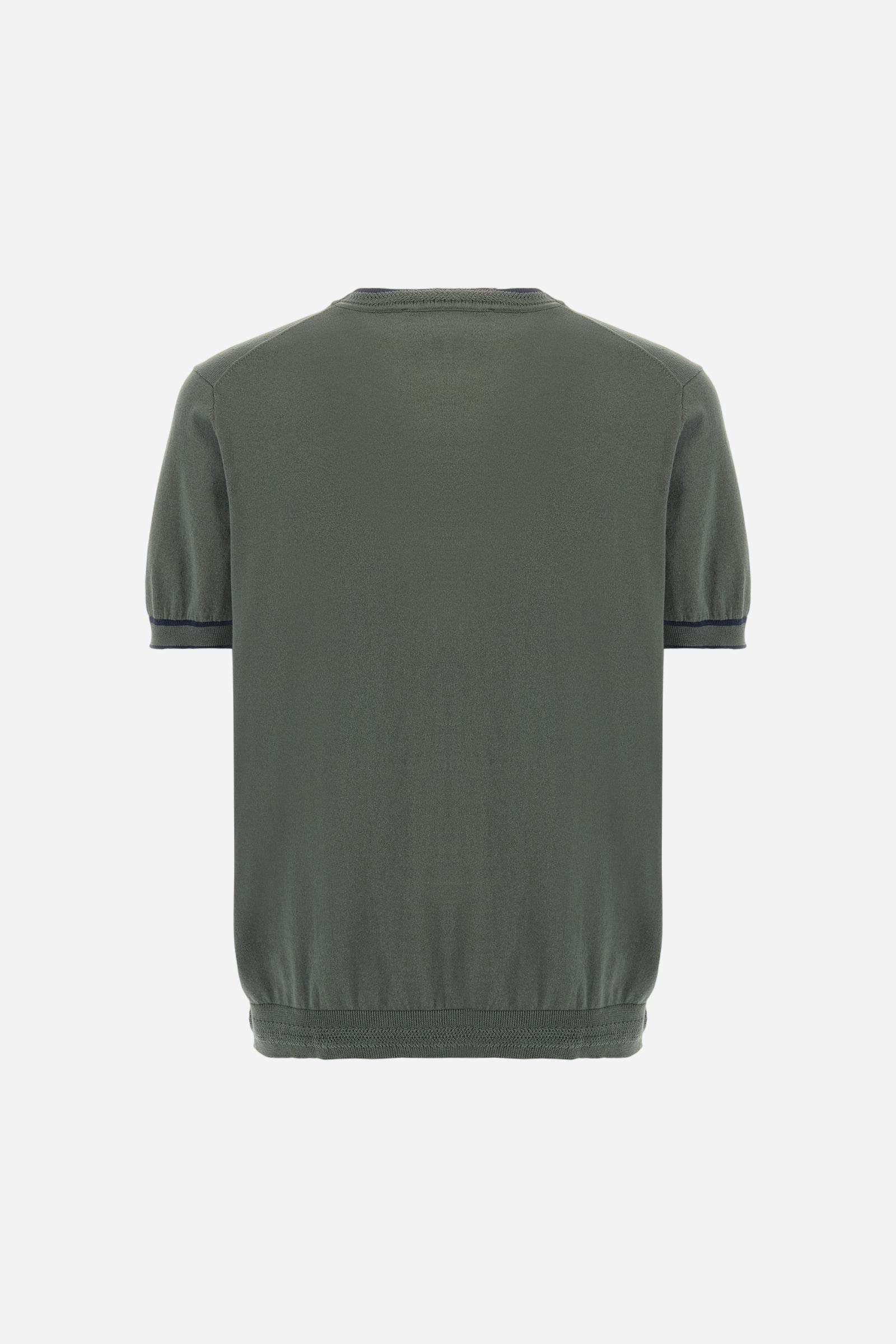Short-sleeved regular fit cotton tricot pullover - Arthur