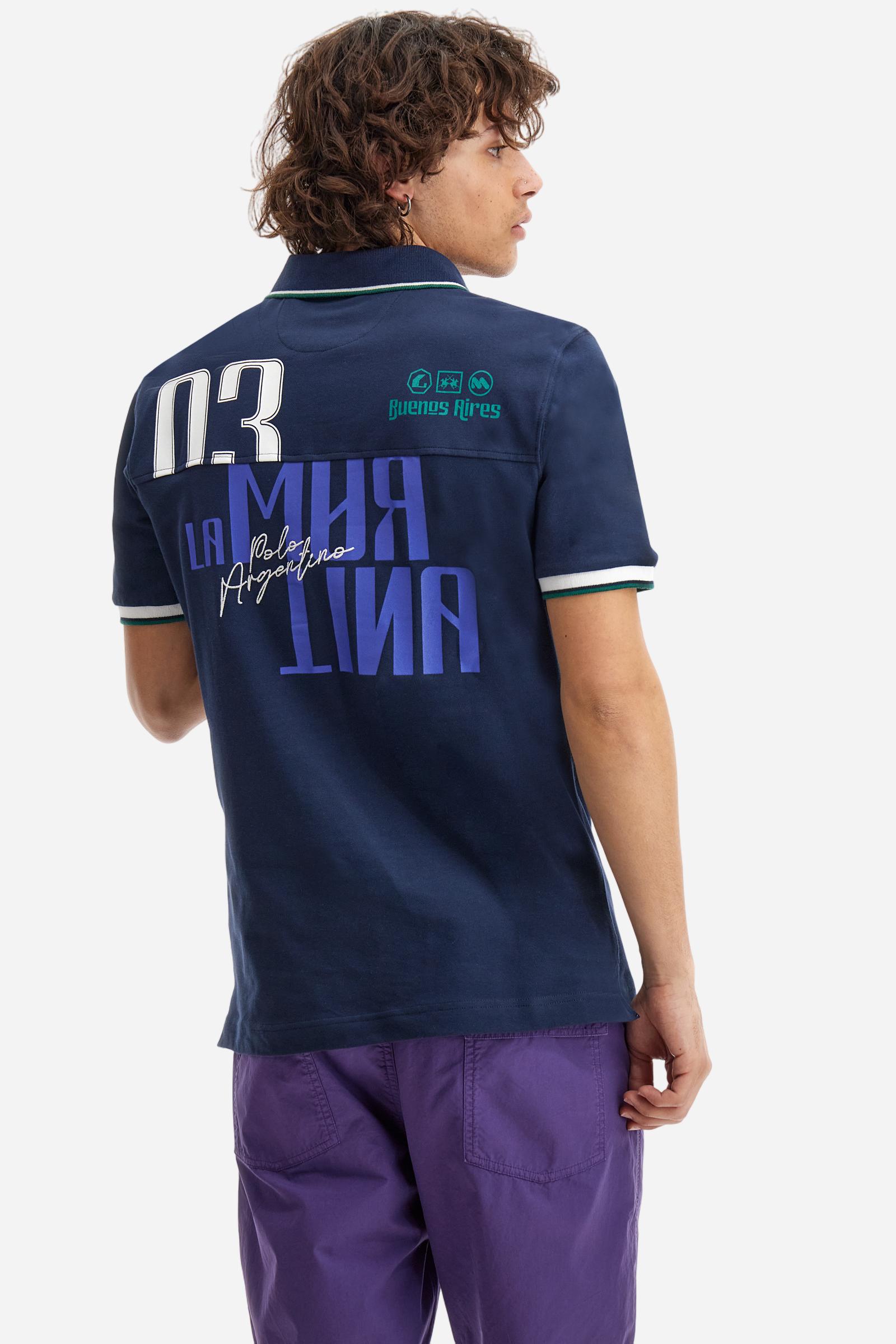 Regular fit polo shirt in stretch cotton piqué - Adelqui